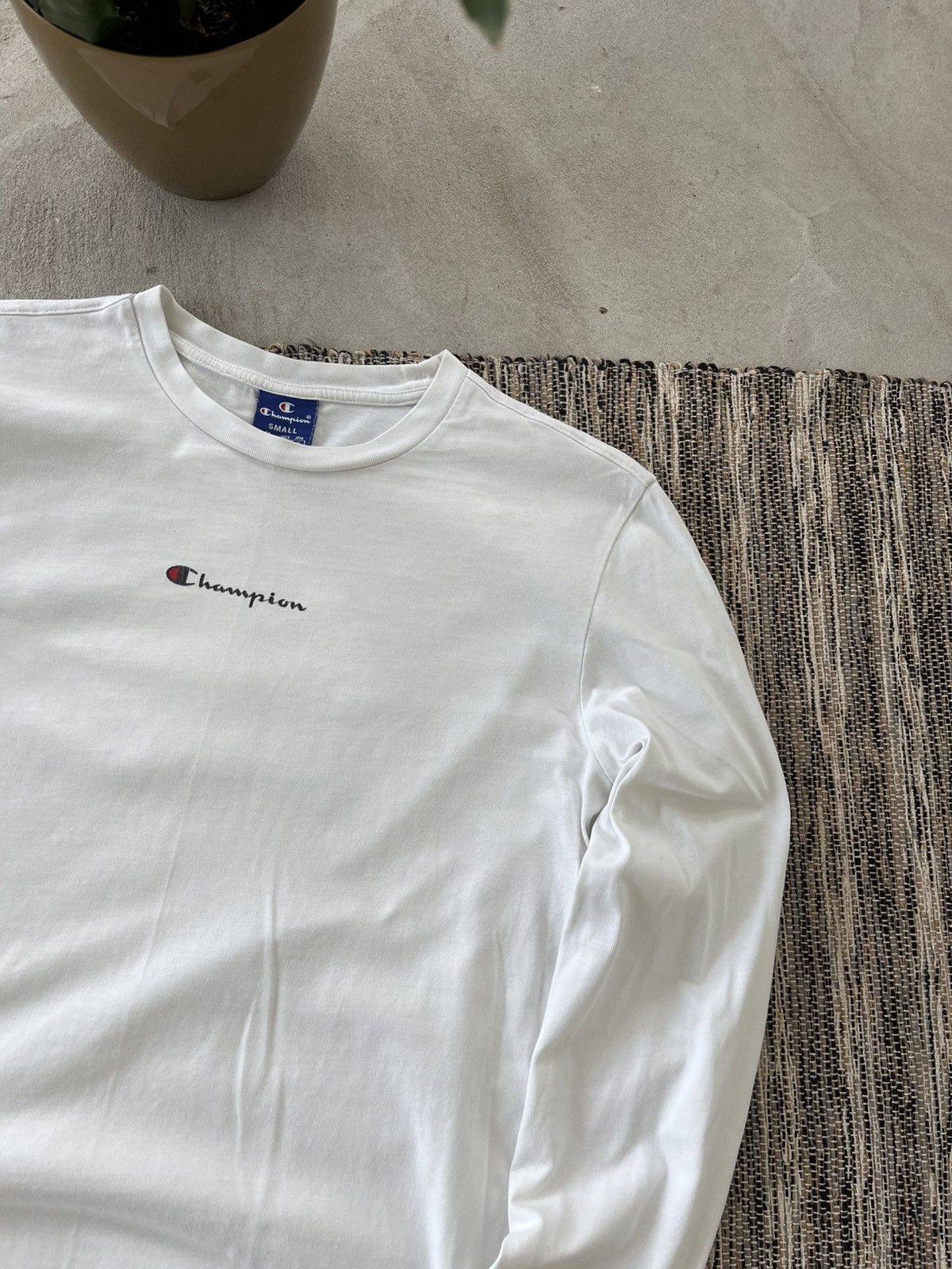Champion × Vintage Vintage Champion Longsleeve Tshirt White Logo Blank tee Y2K Size US S / EU 44-46 / 1 - 5 Thumbnail