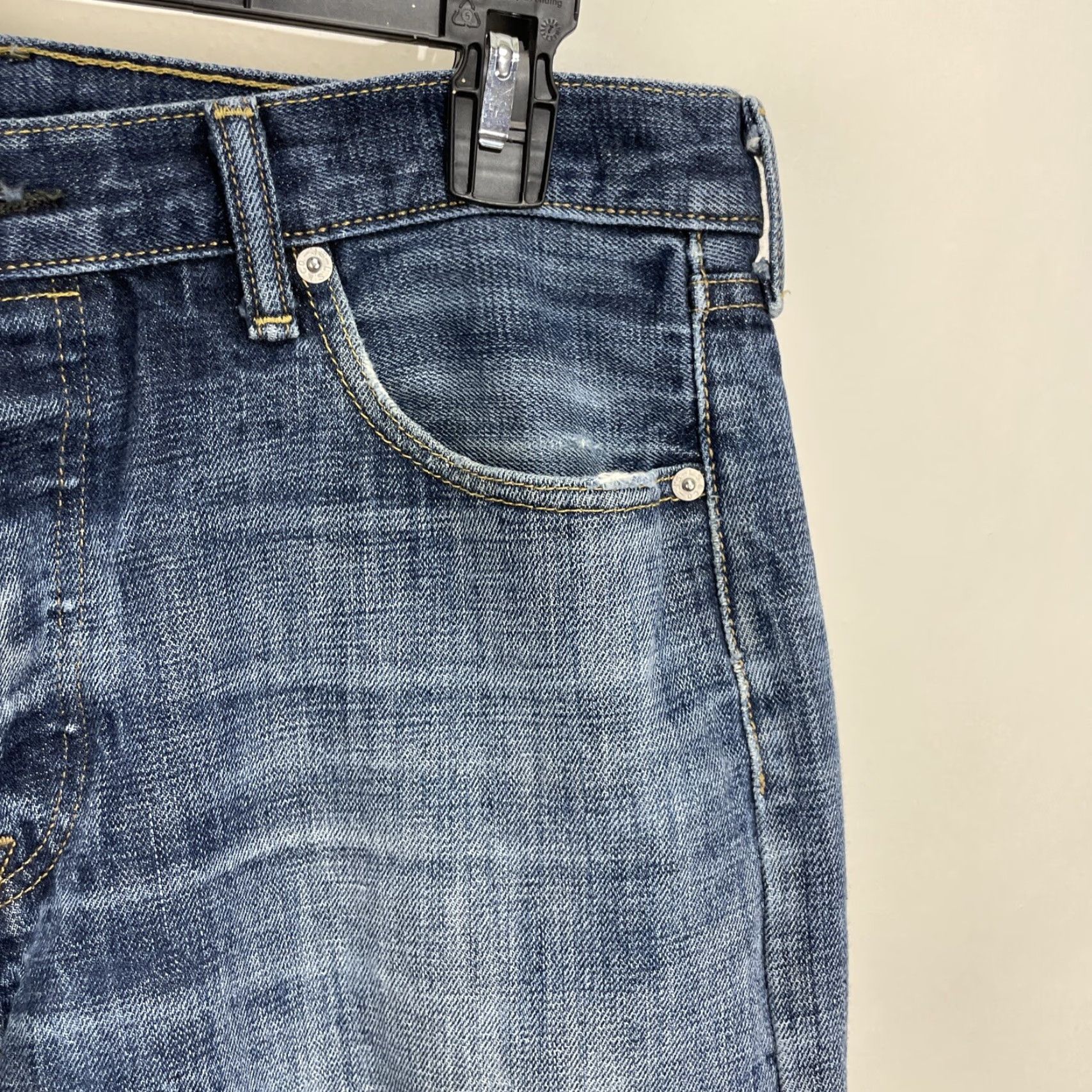 Levi's Levi's 501 Jeans Mens 34x34 Blue Denim Button Fly Distressed Casual Pants Size US 34 / EU 50 - 4 Thumbnail