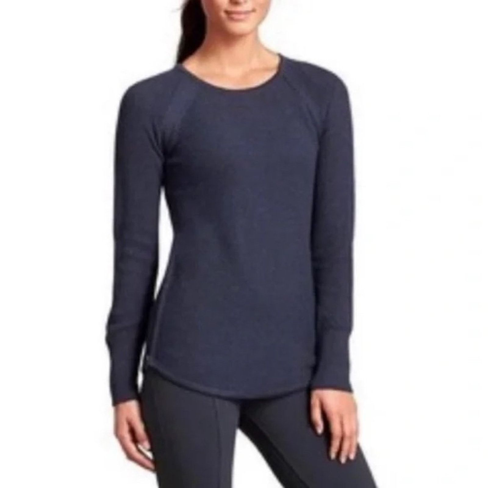 Athleta ATHLETA Blue Varsity Knit Side Zip Pullover Sweater Sz XS Size XS / US 0-2 / IT 36-38 - 1 Thumbnail