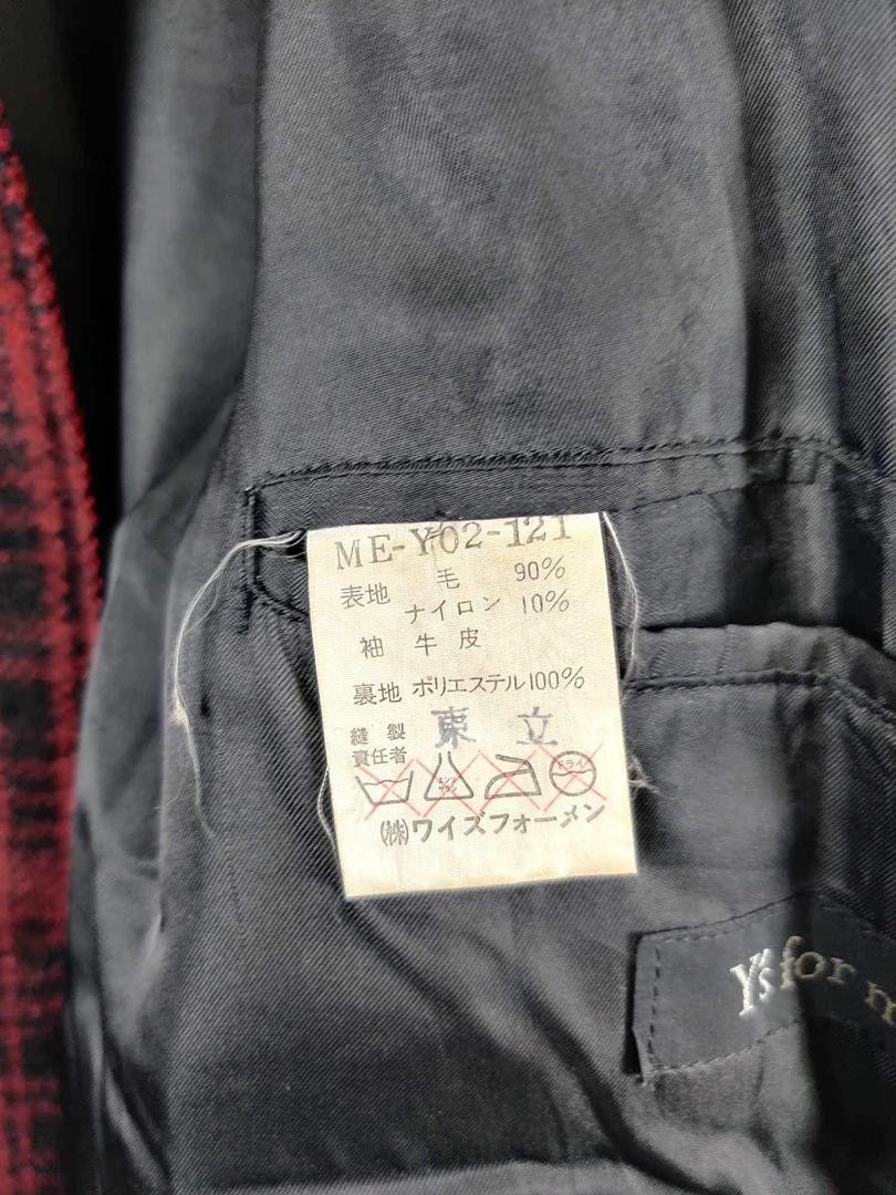 Y's for Men Vintage Y's For Men Yohji Yamamoto Plaid Wool Leather Jacket Size US XL / EU 56 / 4 - 14 Thumbnail