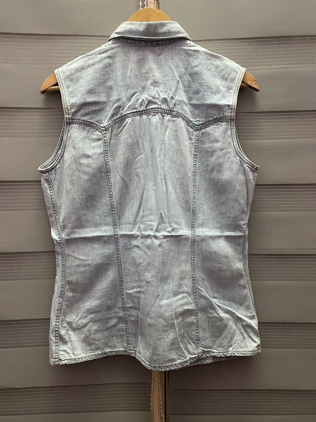 Versace Blue La Greca Medusa Denim Sleeveless Jacket
