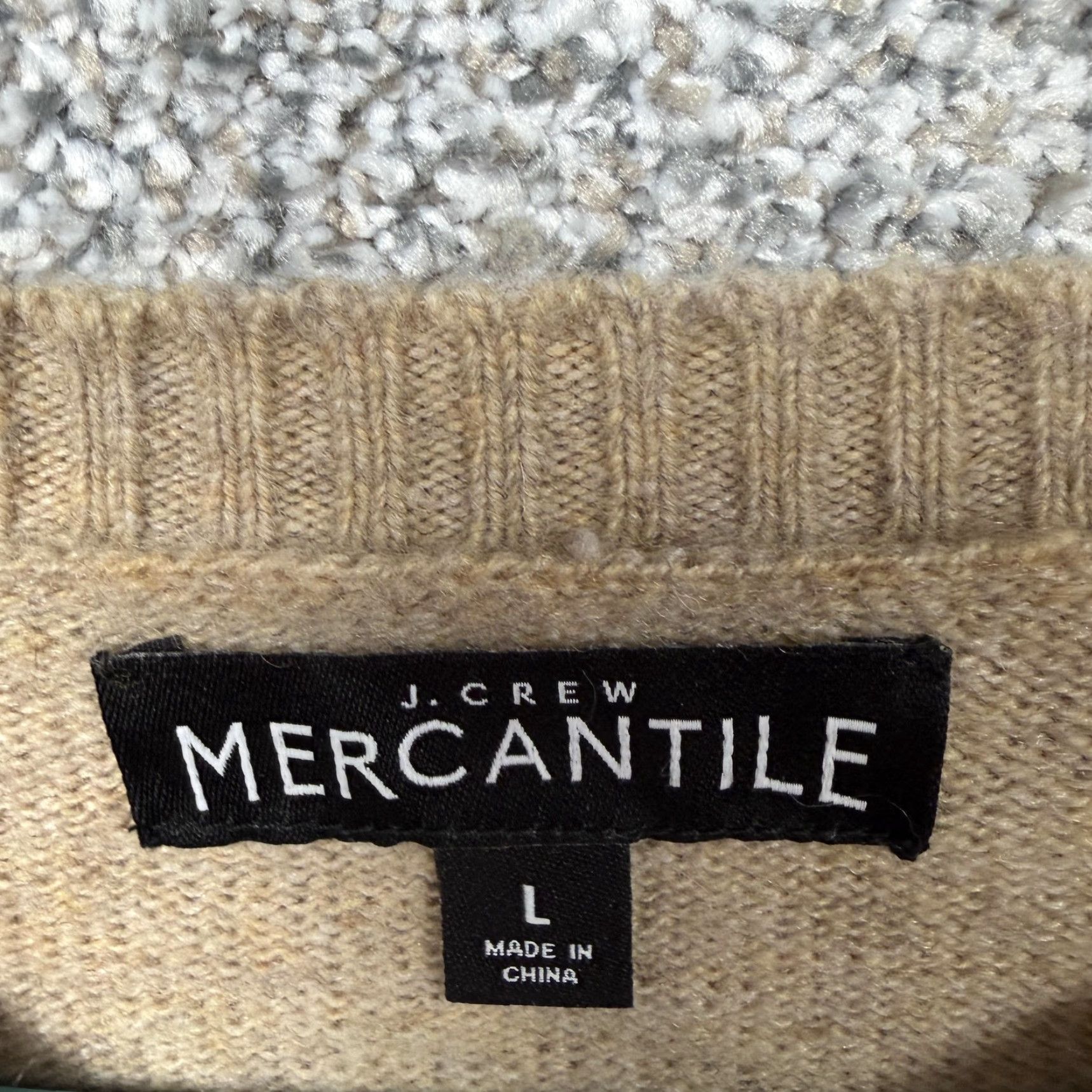 J.Crew J.CREW Mercantile Sweater L Tan Nylon Wool Crew Neck Pullover Men Long Sleeve Knit Solid Beige Vintage No Size US L / EU 52-54 / 3 - 5 Thumbnail