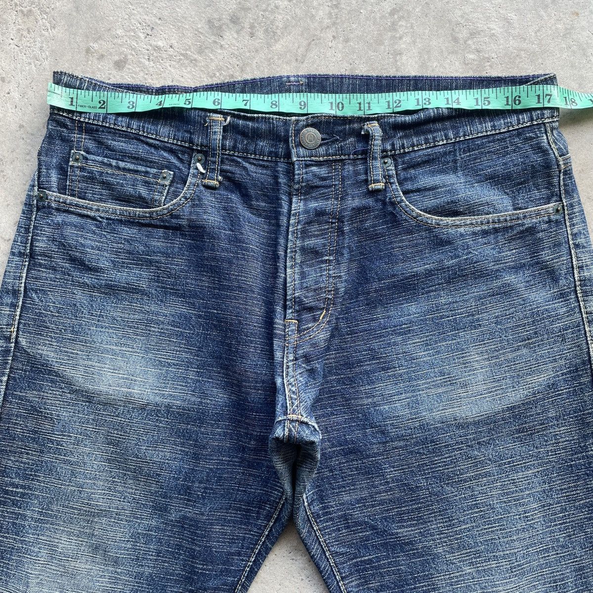 Japanese Brand Vintage Japanese Jeans Button Fly Denim Faded Pants W35x28.5 Size US 35 - 6 Thumbnail