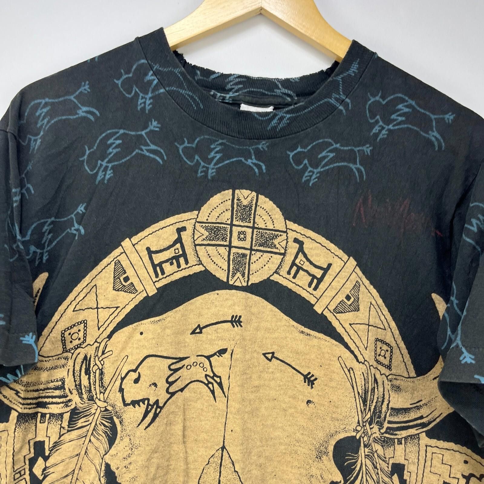 Vintage Vintage 90s Arizona Skull Native American AOP T-Shirt Large Size US L / EU 52-54 / 3 - 3 Thumbnail