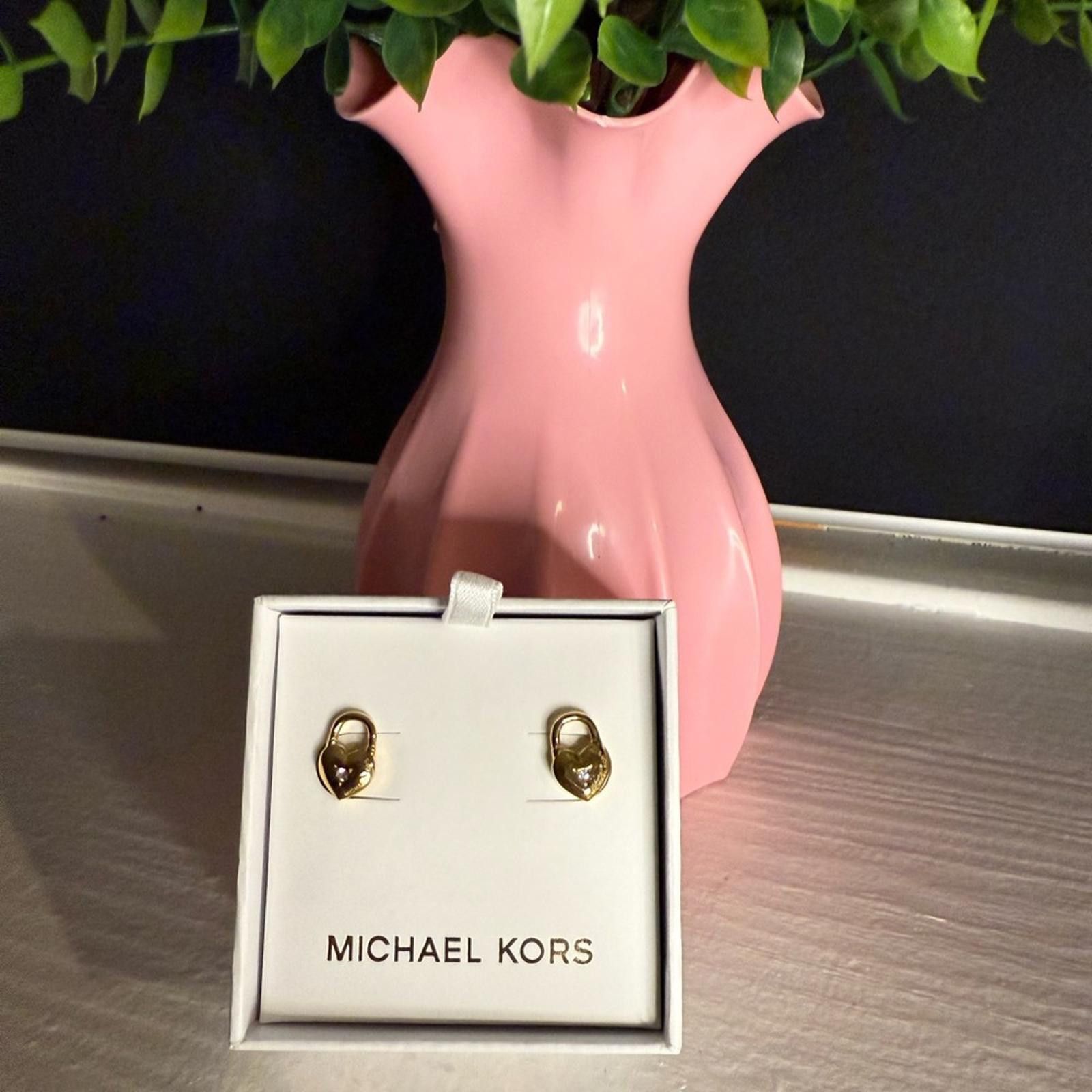 Michael Kors Michael Kors Gold Heart-Shaped Earrings NWT Size ONE SIZE - 2 Thumbnail