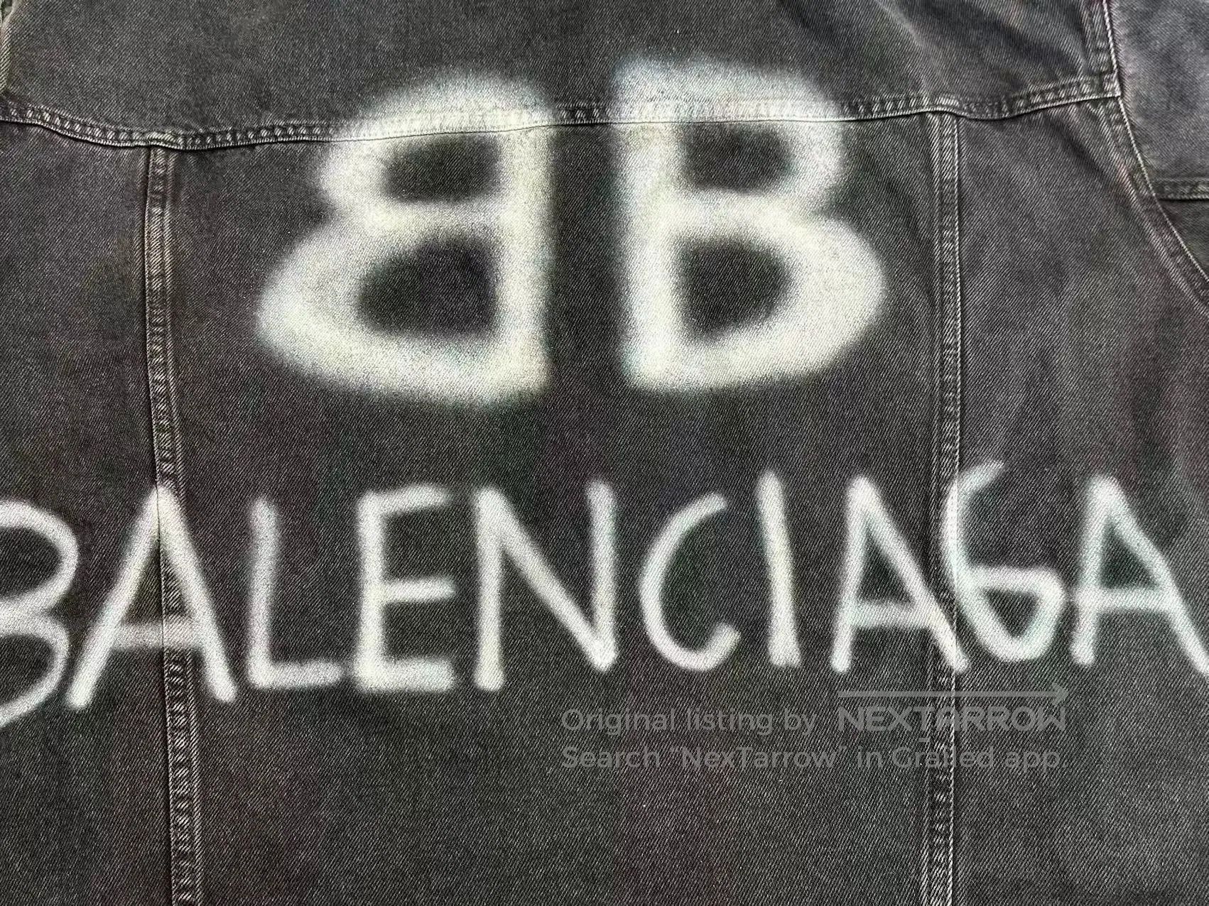 Balenciaga Balenciaga Spray Paint Effect Denim Jacket. Size US M / EU 48-50 / 2 - 3 Thumbnail