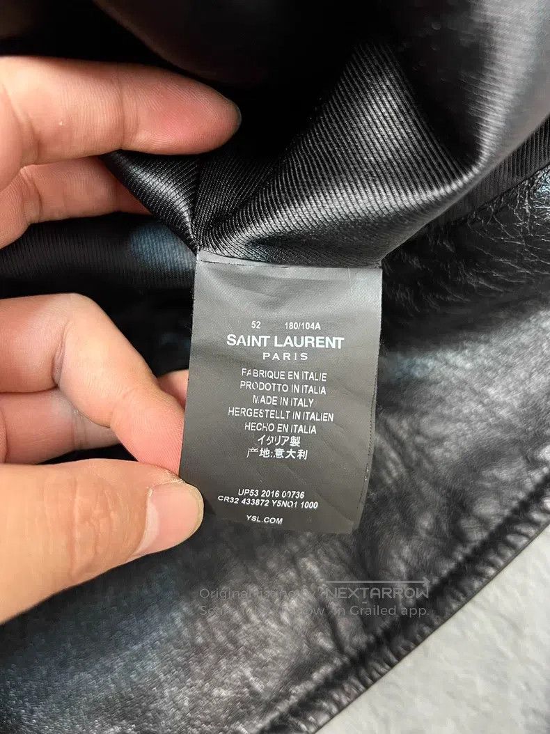 Saint Laurent Paris Saint Laurent Paris Black Warrior Stand Collar Lamb Leathe Size US L / EU 52-54 / 3 - 6 Thumbnail