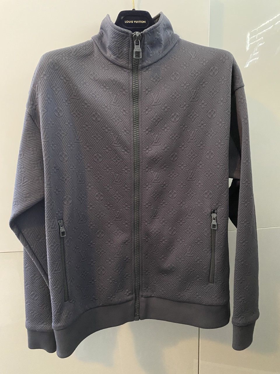 image of Louis Vuitton Grey Monogram Zip Jacket Size S Nwot, Men's