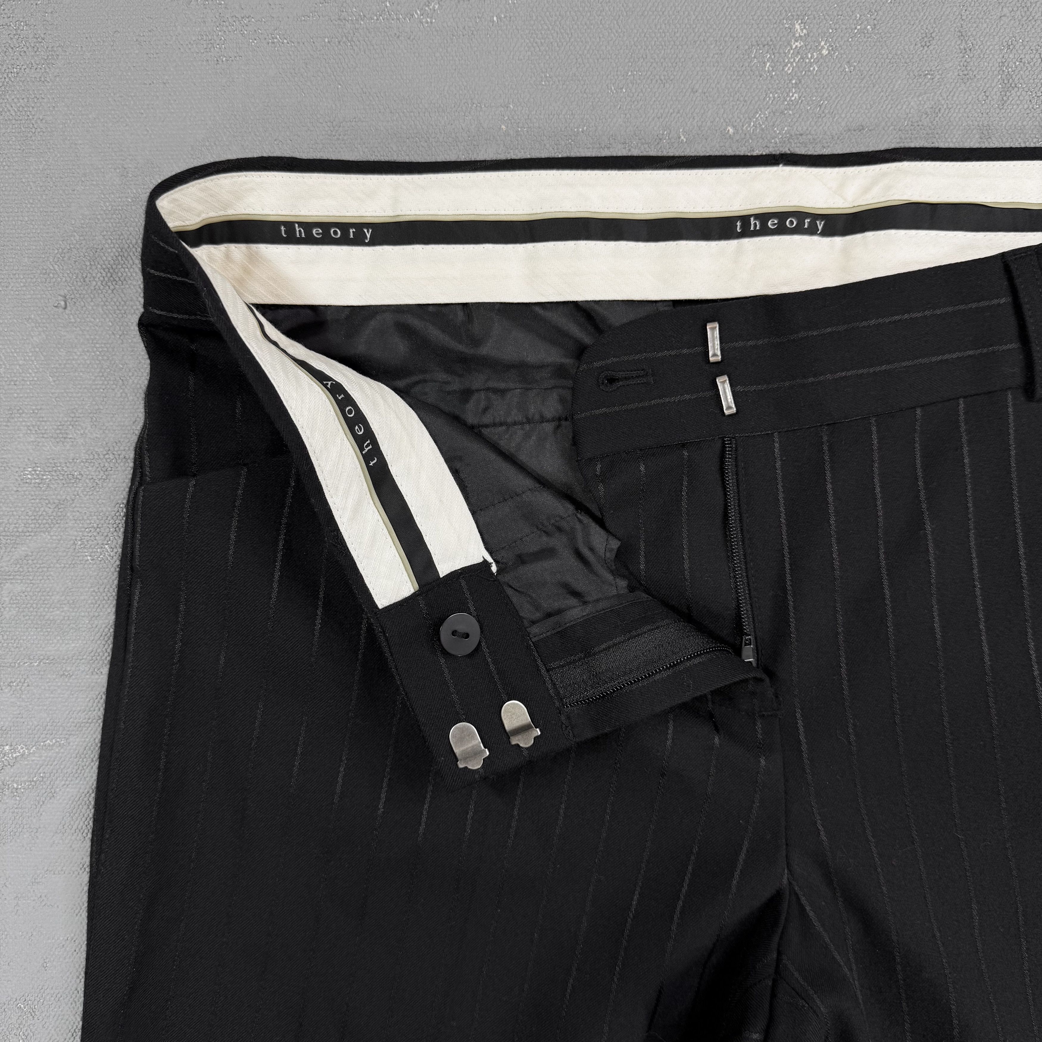 2000s Theory Max Low-Waisted Flared Leg Black Striped Pants