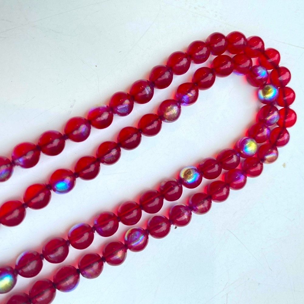 Joan Rivers Vintage JOAN RIVERS Red Iridescent Polished Glass Beads Nec Size ONE SIZE - 3 Thumbnail