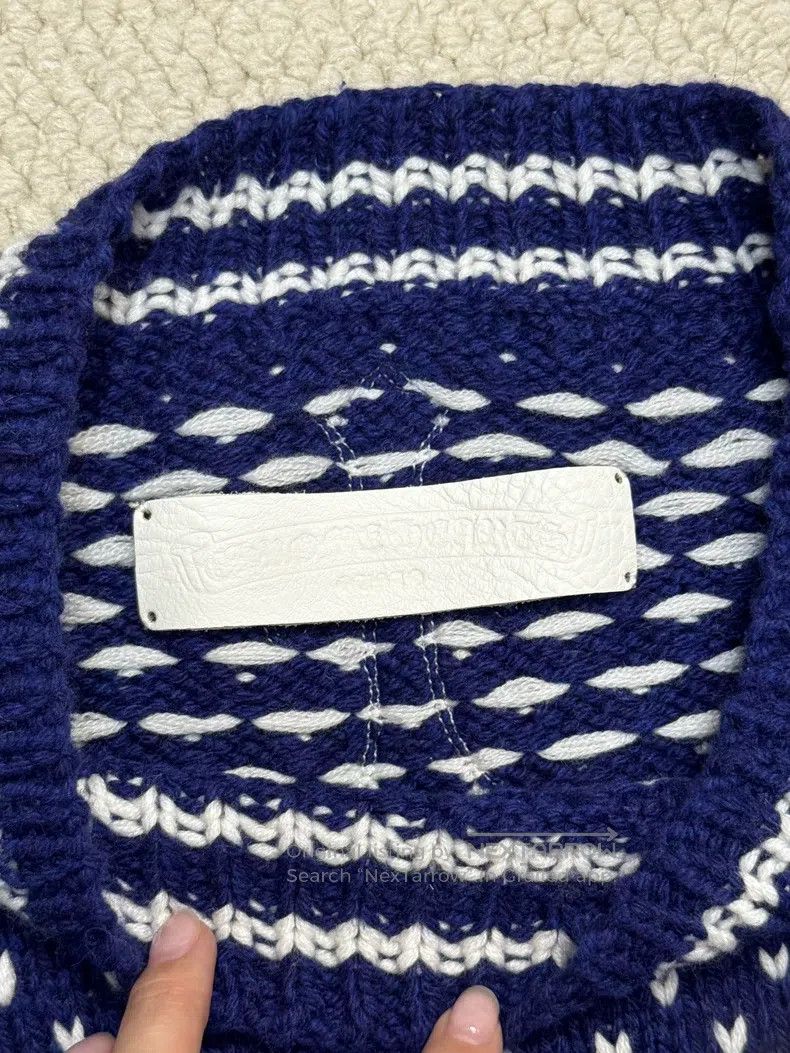 Chrome Hearts CHROME HEARTS Size os White and blue knitted sweater with c Size US S / EU 44-46 / 1 - 7 Thumbnail