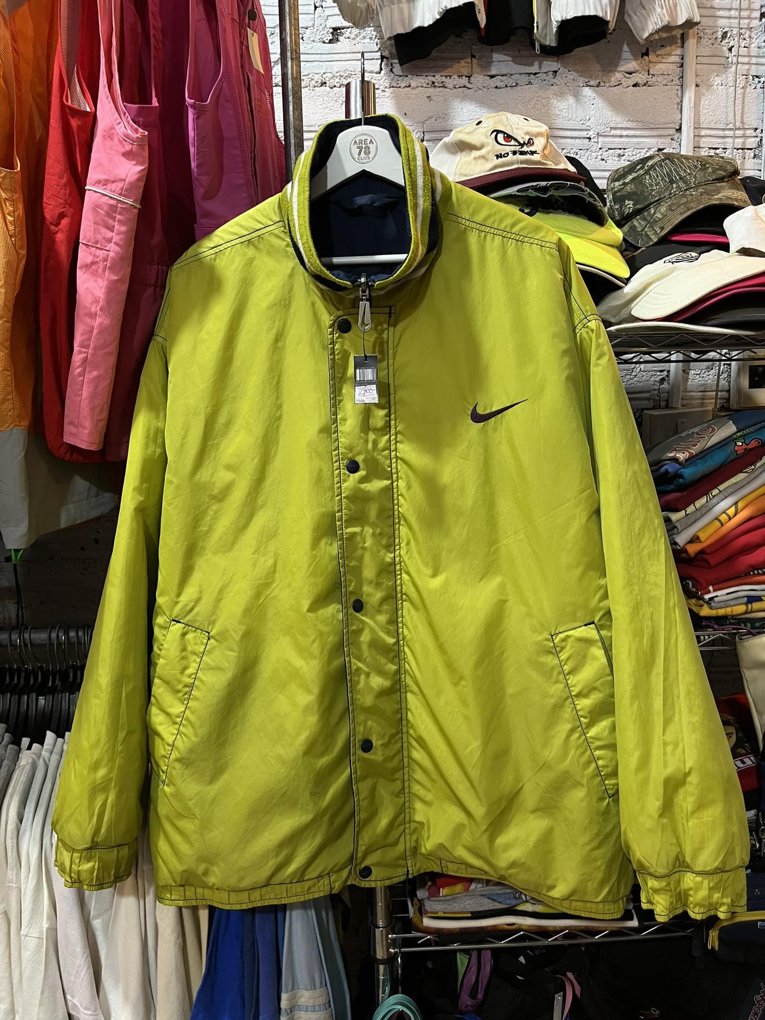 Image of Nike Reversible Jacket Big Swoosh 90's in Green Navy, Men's (Size Large)