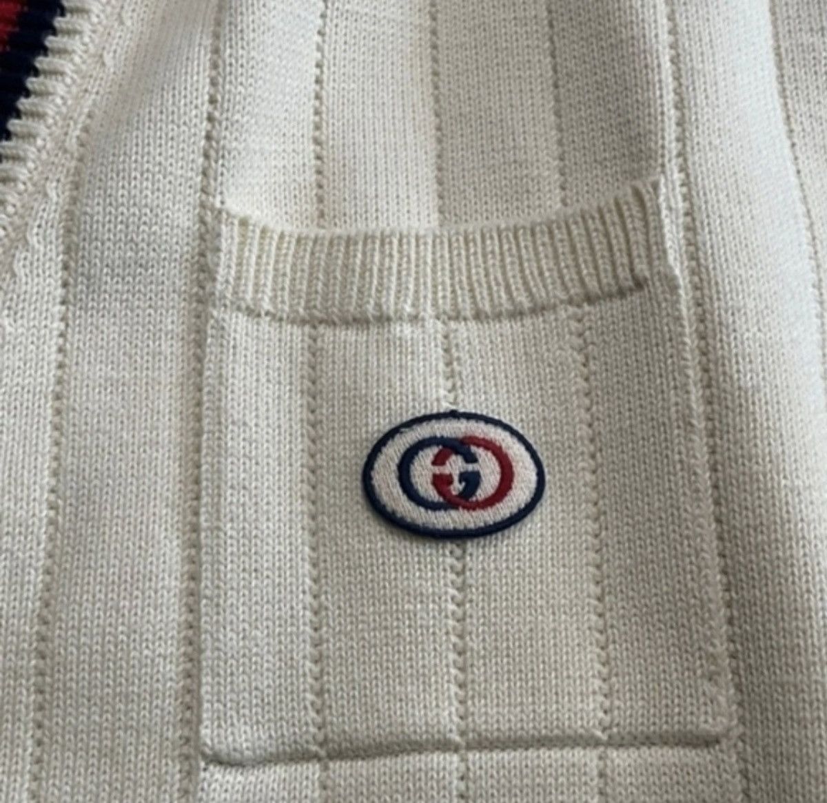 Gucci Gucci Men's Ivory Cable-Knit Cardigan XXL Stripe Trim Logo Size US XXL / EU 58 / 5 - 10 Thumbnail