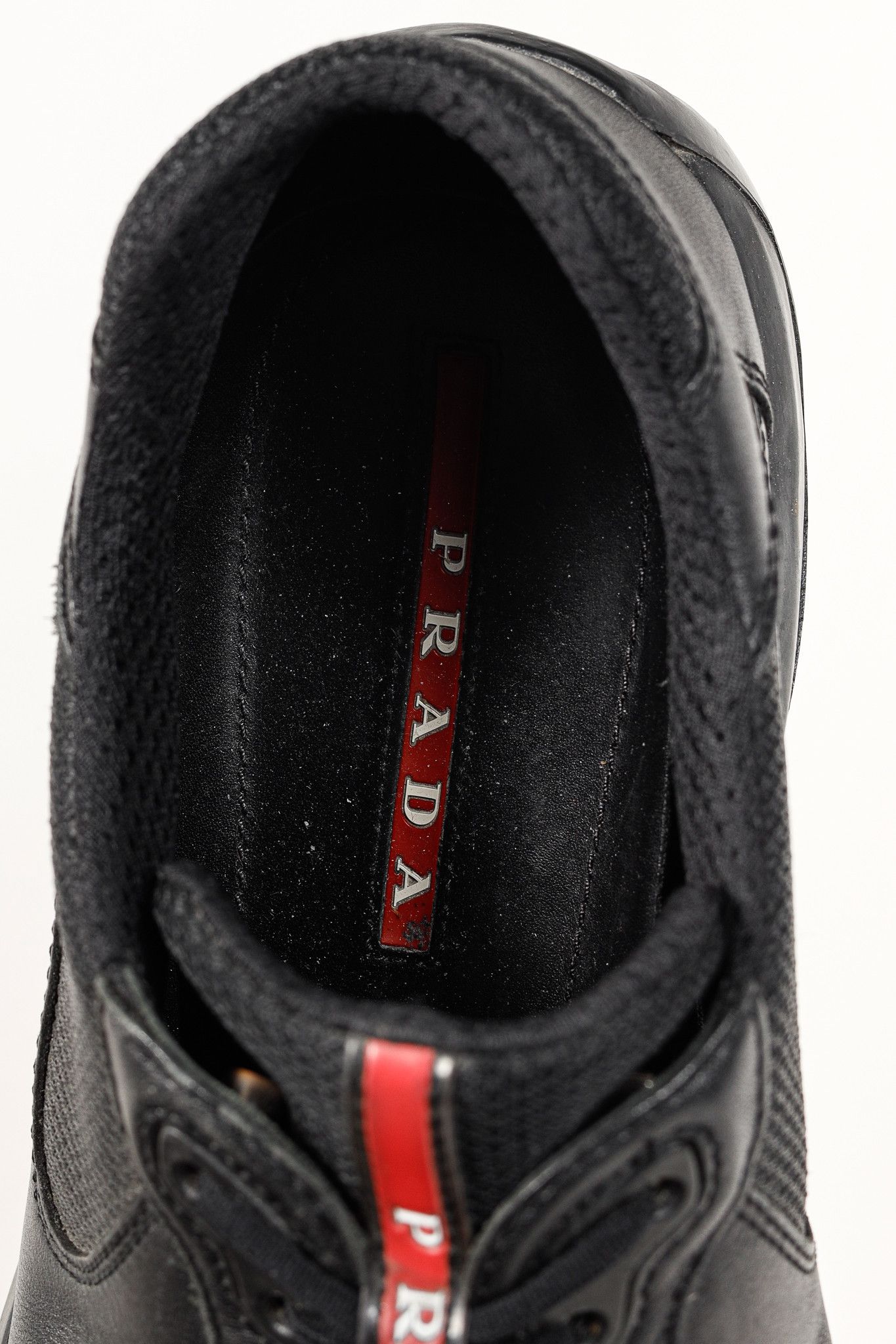 Prada Prada Red Label Black Leather & Mesh Y2K Trainers Size US 9 / EU 42 - 11 Thumbnail