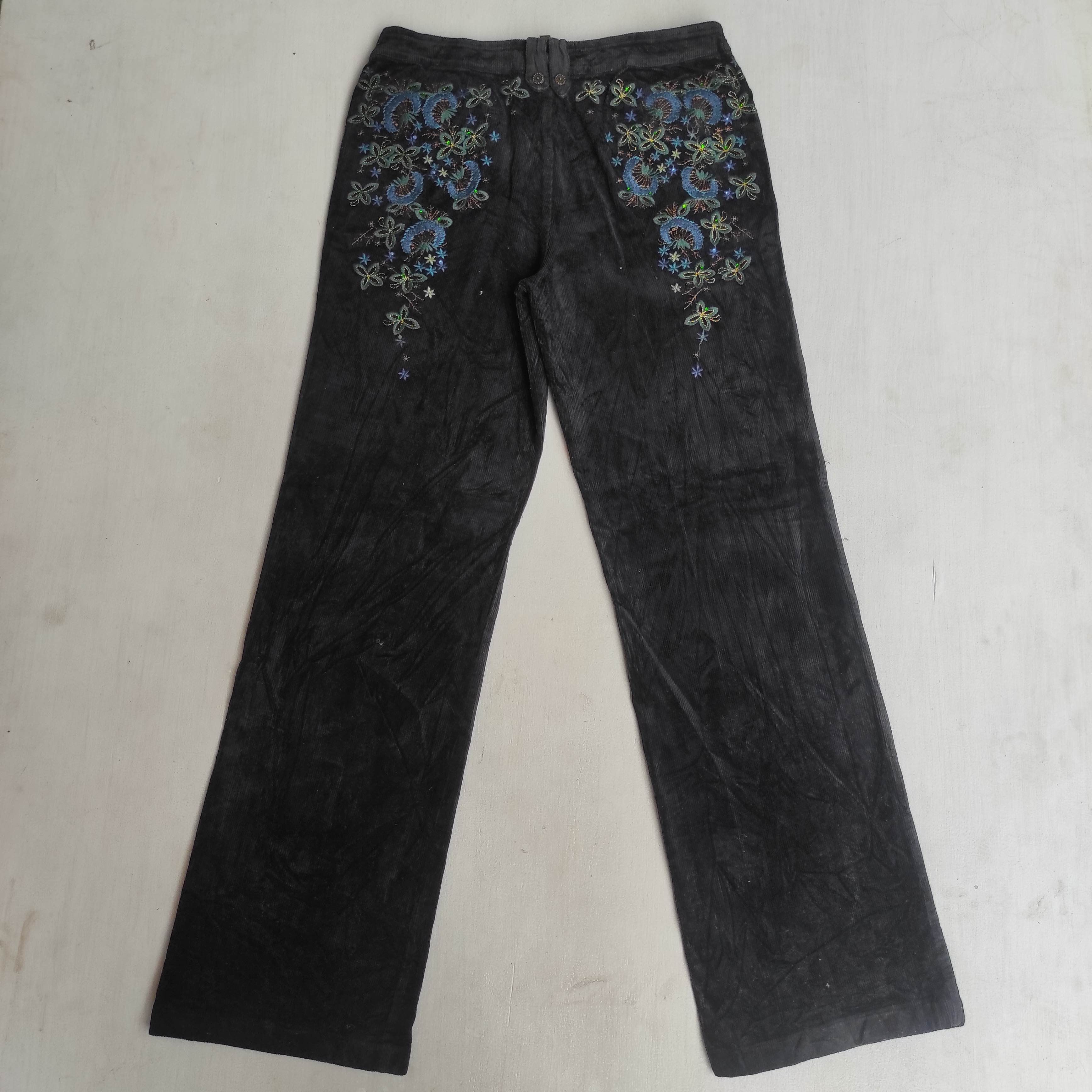 If Six Was Nine Flare Georgia Childe Corduroy Embroidered Pants Size US 30 / EU 46 - 2 Thumbnail