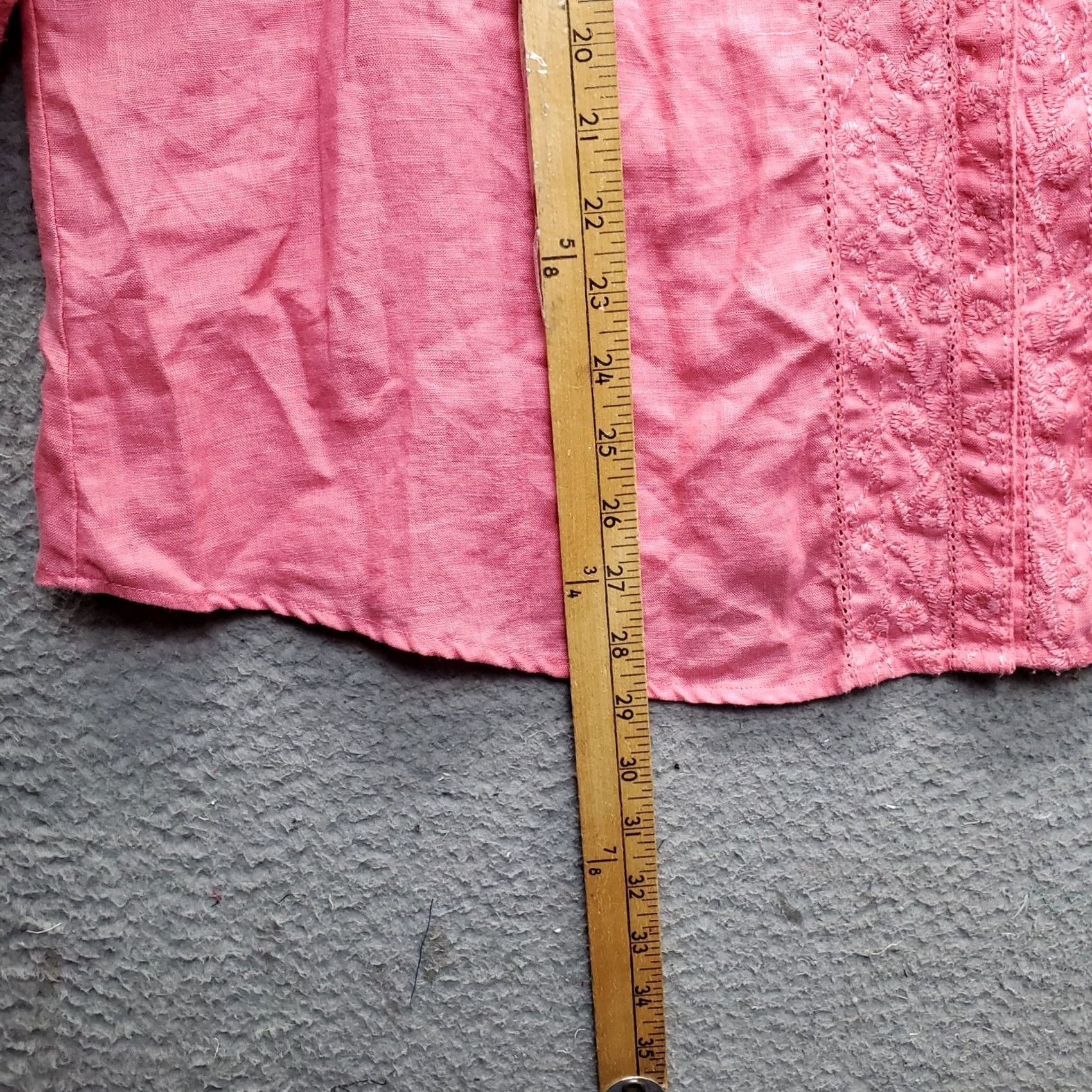 Vintage Marisa Christina Blouse Top Womens 2X Pink Linen Embroidered Boho 3/4 Sleeve Size XXL / US 16-18 / IT 52-54 - 3 Thumbnail