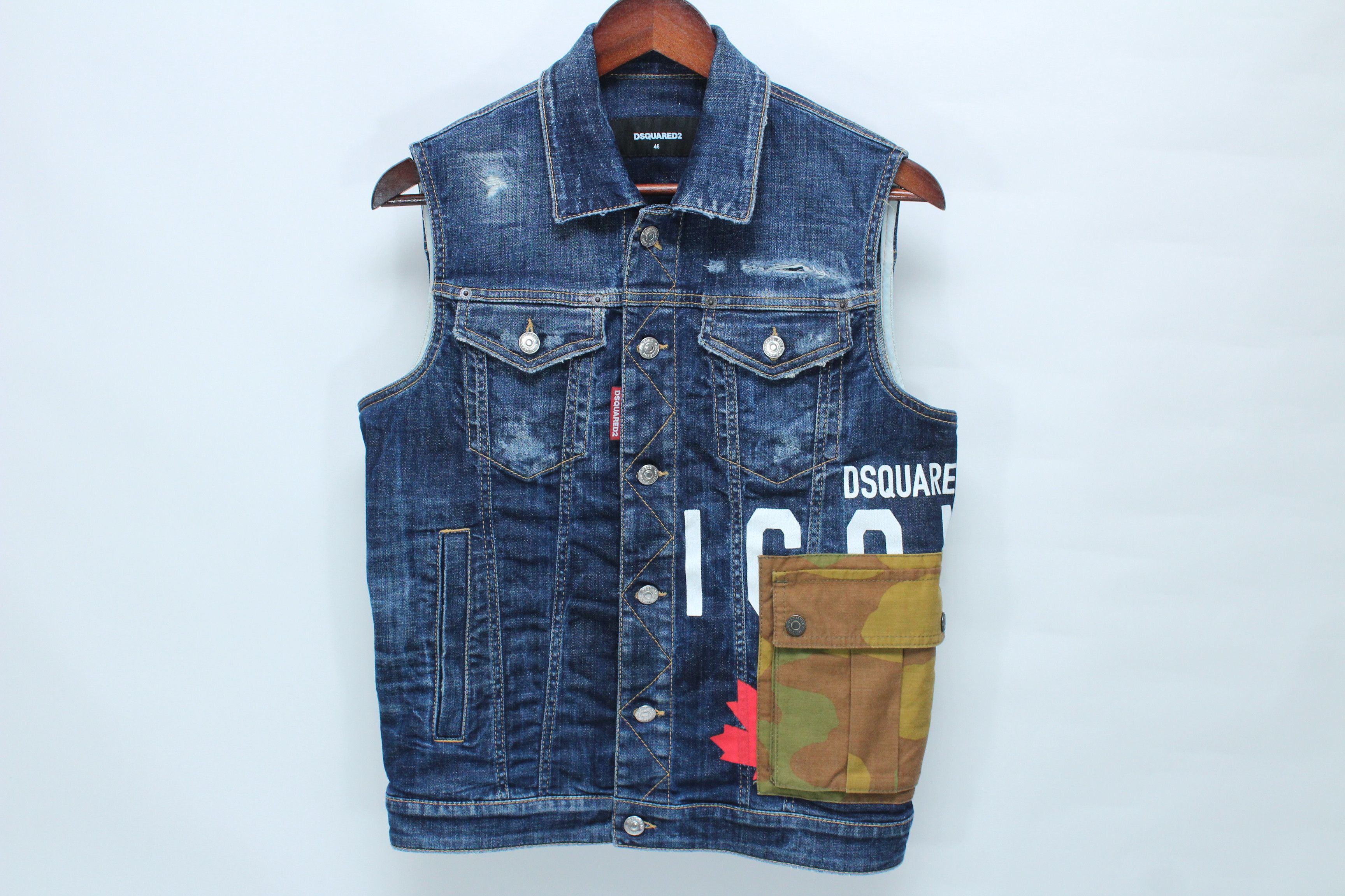 Dsquared2 Dsquared2 ICON Distressed Denim Vest Cargo Pocket IT 46 / S Size US S / EU 44-46 / 1 - 1 Thumbnail