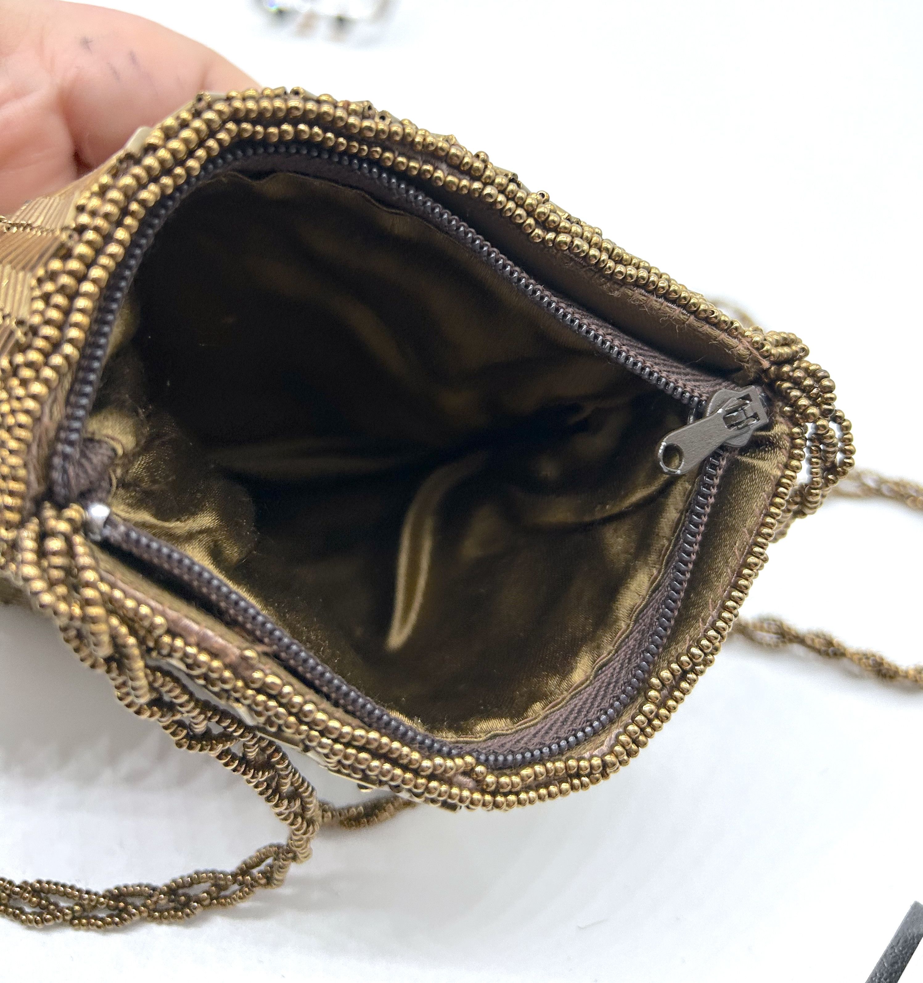 Vintage Bronze Beaded Satin Lined Bag Size ONE SIZE - 7 Thumbnail