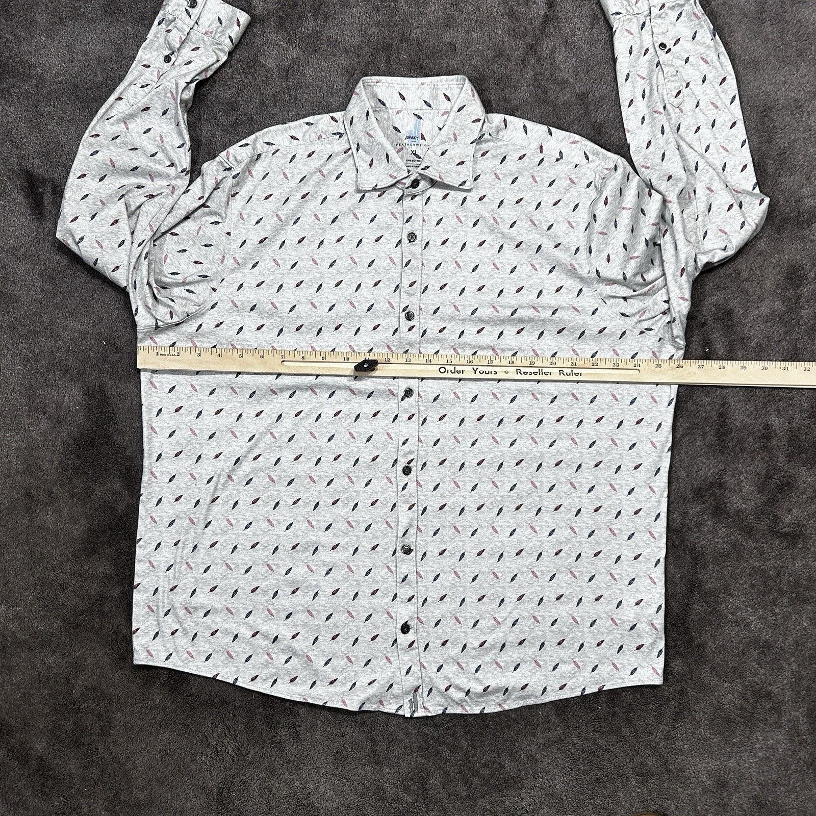 johnnie-O Johnnie-O Featherweight Men XL Graphic Long Sleeve Polo Size US XL / EU 56 / 4 - 5 Thumbnail