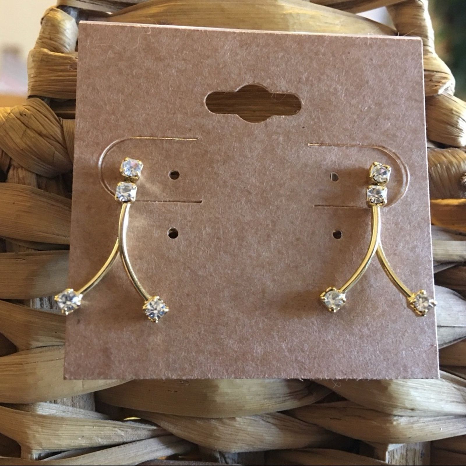 Jewelry Elegant Minimalist Gold Plated Crystal Earrings, Women's