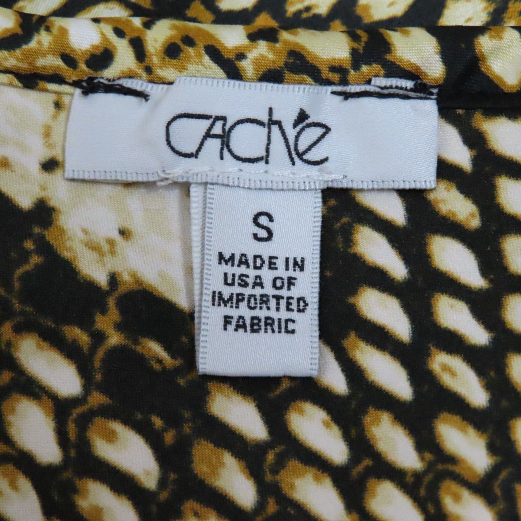 Vintage VINTAGE Cache Womens Small Yellow Snakeskin Print Black Lace Spaghetti Strap Tank Shirt Shirt Size S / US 4 / IT 40 - 5 Thumbnail