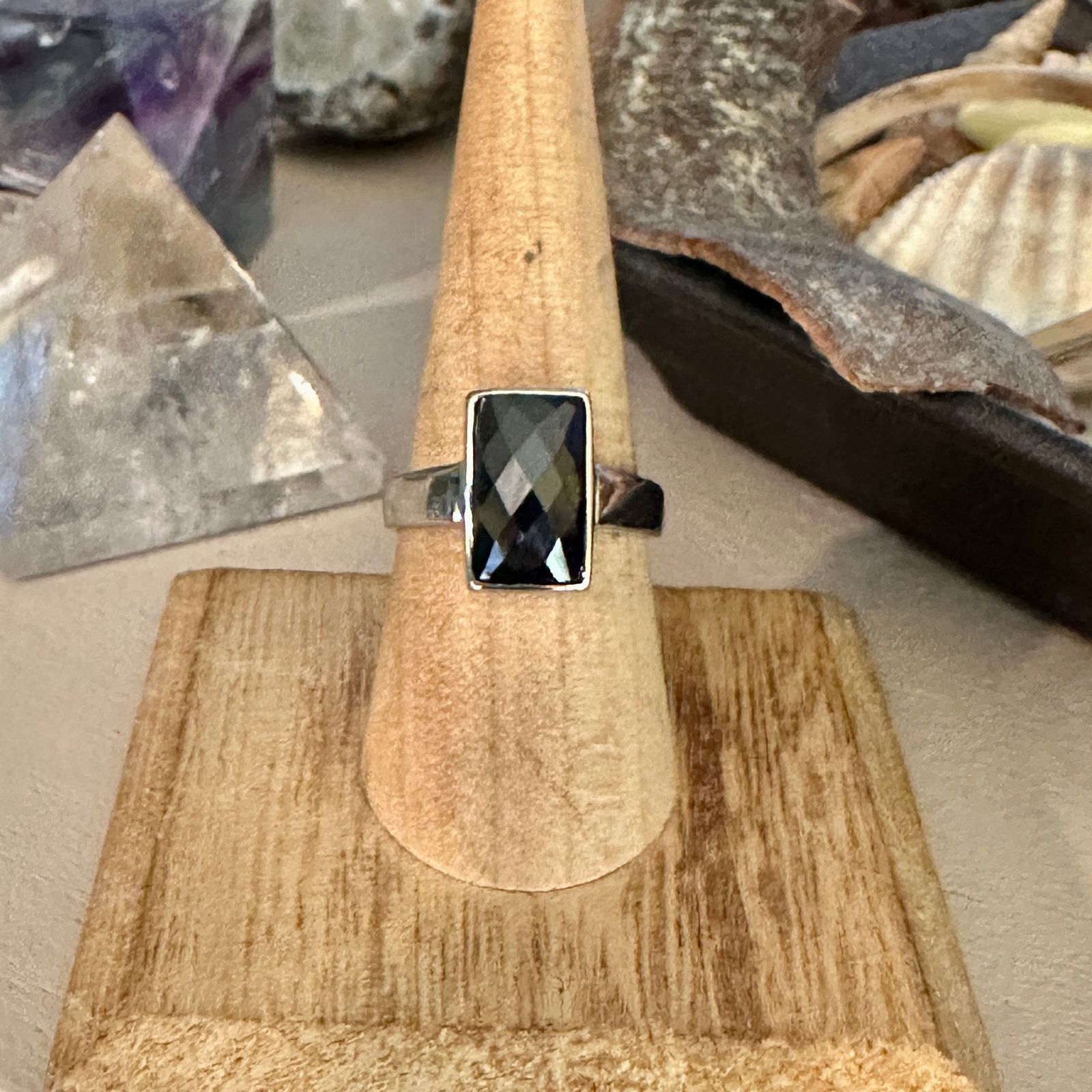 The Unbranded Brand Sterling Silver Black Faceted CZ Sterling Silver Ring Size 9 Size ONE SIZE - 1 Thumbnail