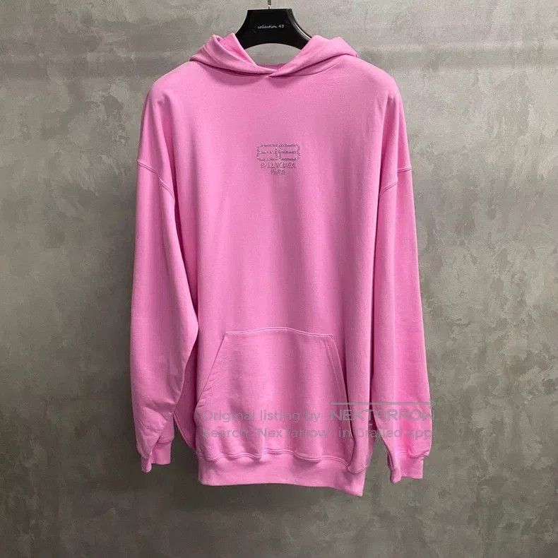 Balenciaga Balenciaga Pink Logo Rhinestone Hoodie. Size US M / EU 48-50 / 2 - 1 Thumbnail
