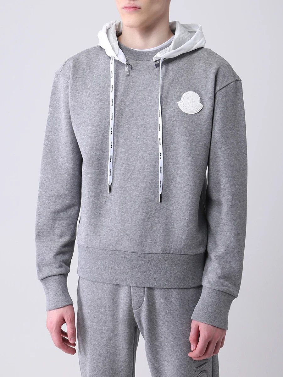Moncler o1tko10825 Logo Hoodie in Grey Size US L / EU 52-54 / 3 - 4 Thumbnail