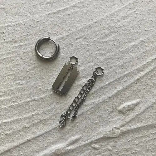 Imperial Denim Titanium Steel Razor Blade Shape Drop Earrings for Men Size ONE SIZE - 2 Thumbnail