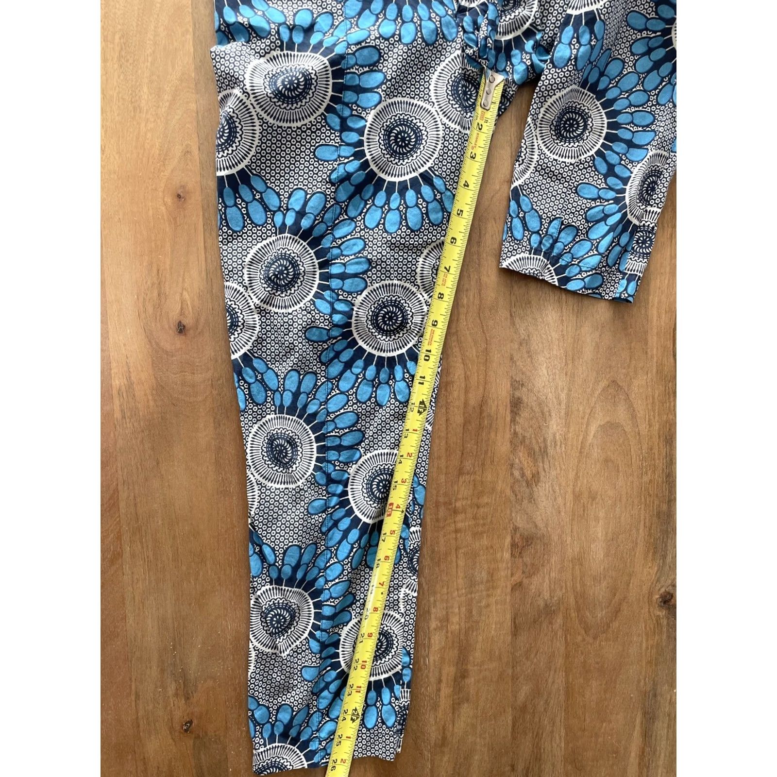 Figue Figue Zuri African Moon Floral Cropped Pants Womens S Blue Silk? (Oops) Size 28" / US 6 / IT 42 - 7 Thumbnail