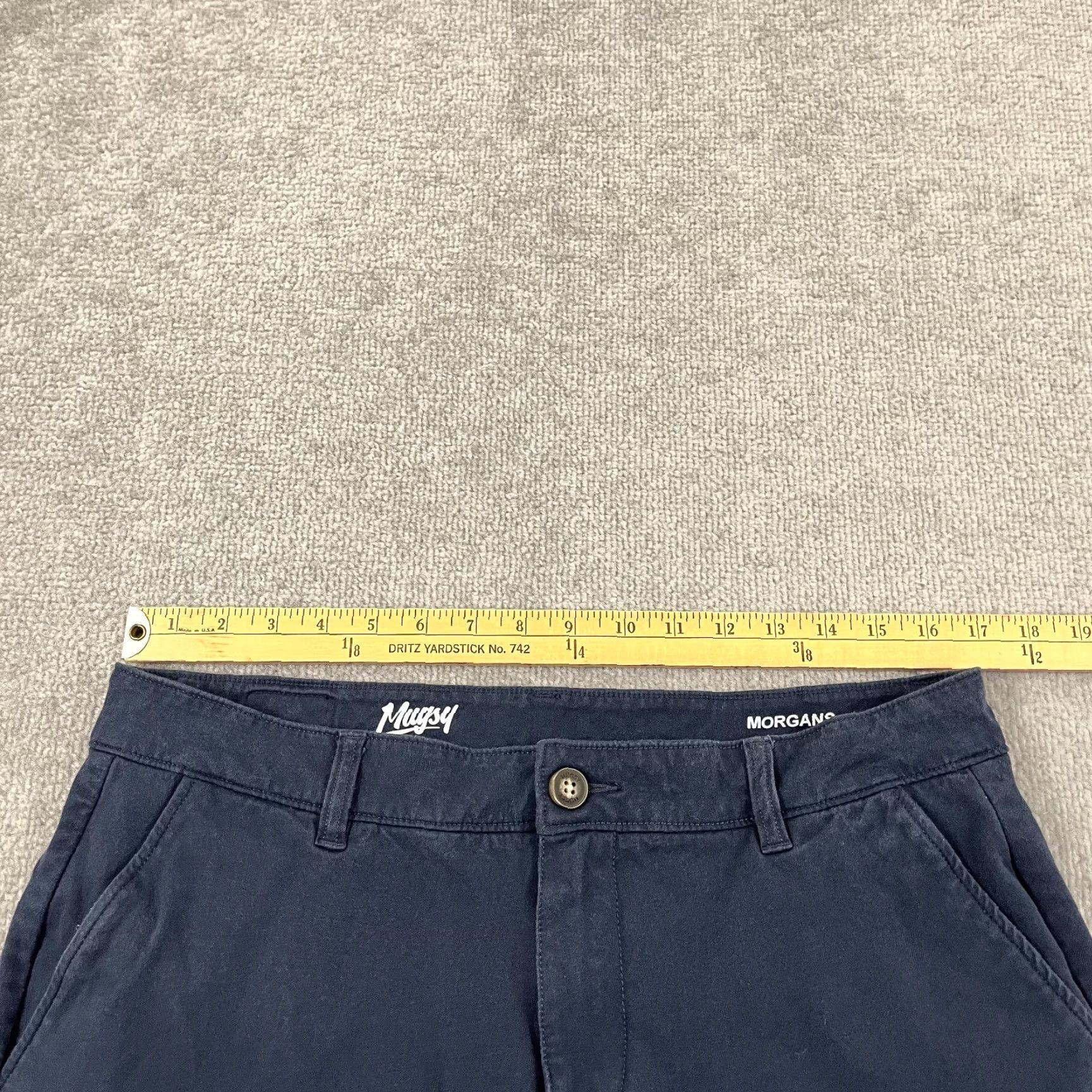 Vintage Mugsy Chino Shorts Men's 34 Faded Navy Blue Golf Casual Performance 9" Inseam Regular Fit Size US 34 / EU 50 - 2 Thumbnail