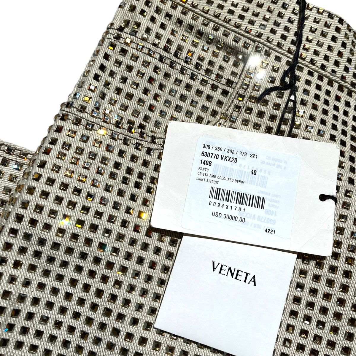 Bottega Veneta $30,000 crystal glass embellished flared runway denim Size US 29 - 4 Thumbnail
