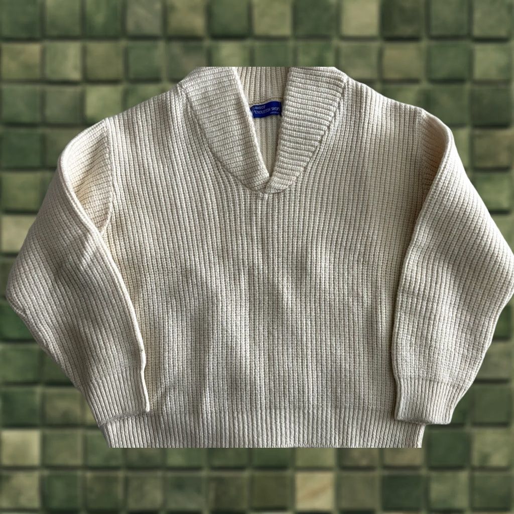 Pendleton VINTAGE Pendleton Woolen Sweater L Men's Ivory Pullover Wool Snag Spot on Sleeve White/ Ivory Size US L / EU 52-54 / 3 - 1 Thumbnail