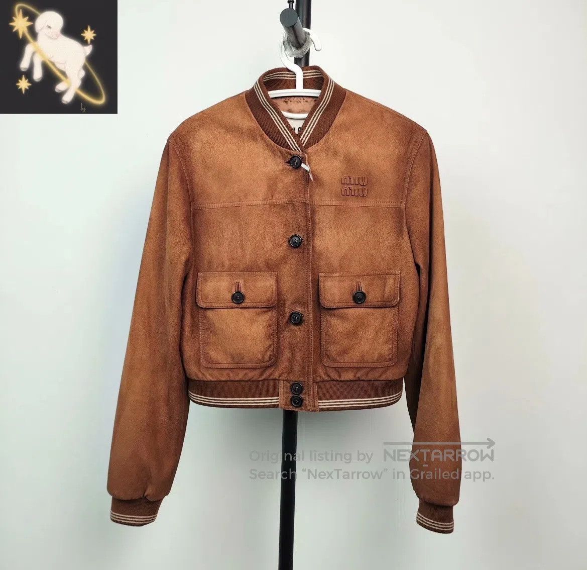 Miu Miu Miu Miu Brown suede embossed embroidery short jacket| Size S / US 4 / IT 40 - 1 Thumbnail
