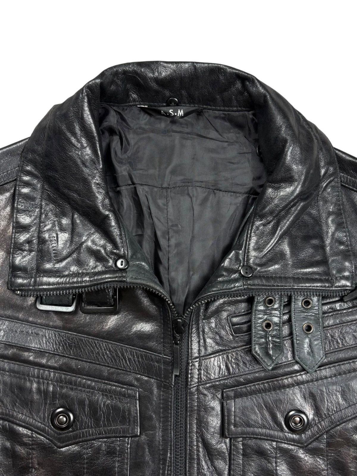 Ekam 2000s Atelier Sab - Rider Burned Leather Jacket Size US M / EU 48-50 / 2 - 7 Thumbnail