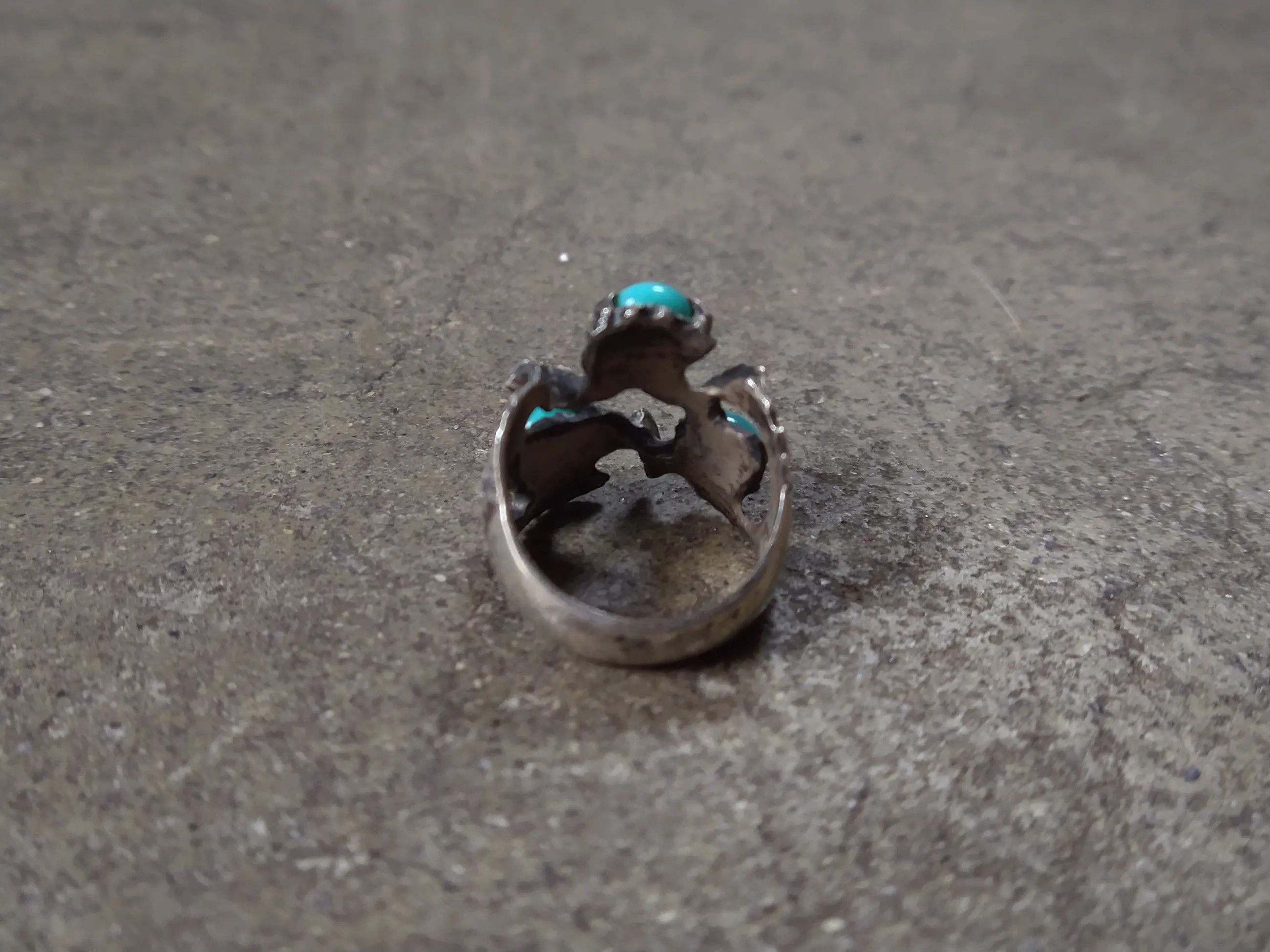 Jewelry Vintage Sterling Silver Ring Turquoise 6.5 Brutalist Modern Size ONE SIZE - 7 Thumbnail