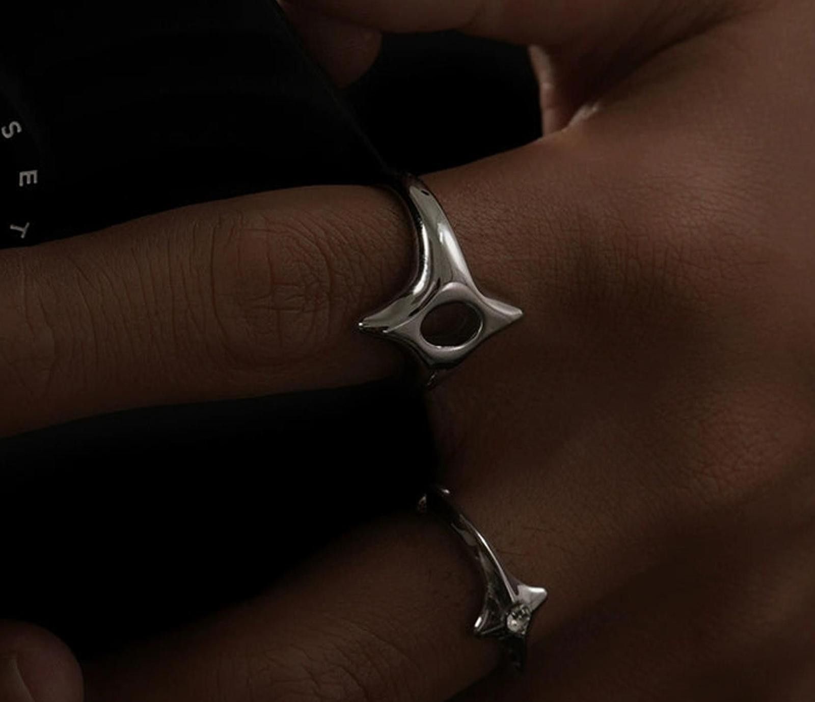 Jewelry Silver Geometric Modern Rings, Unique Statement Jewelry Size ONE SIZE - 9 Thumbnail