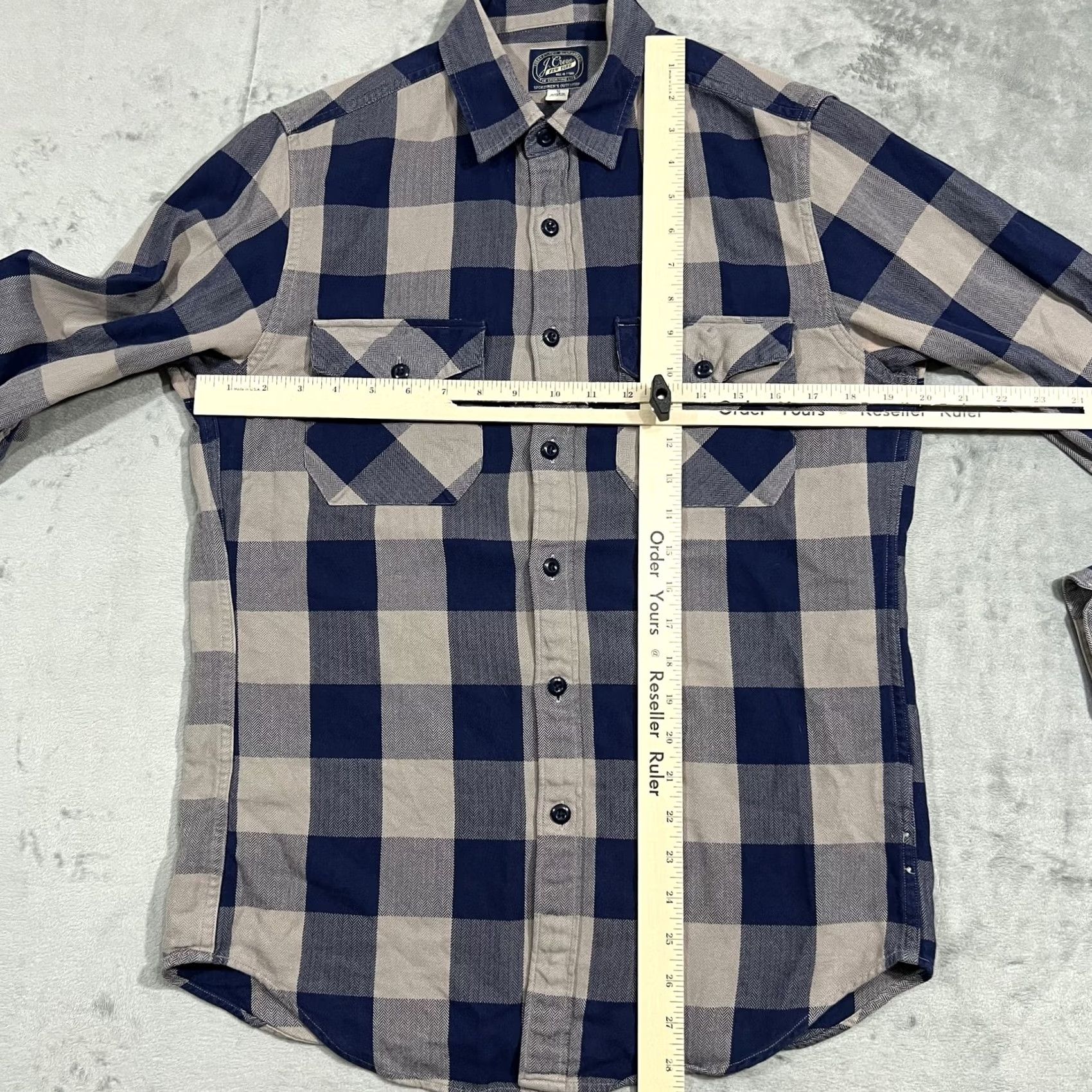 J.Crew J.Crew Men's S Blue Tan Buffalo Check Flannel Shirt Long Sleeve Button Up Size US S / EU 44-46 / 1 - 5 Thumbnail