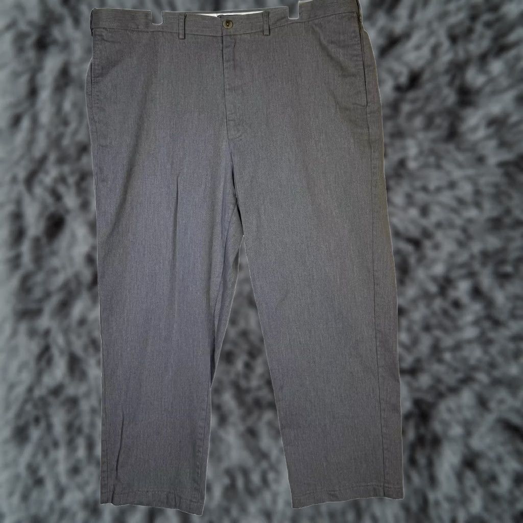 Lands' End Lands' End Men’s Gray 100% Cotton Straight-Leg Pants, Size 42, Classic Dress Pants, Regular - Men’s, Gray, 27 Inseam, 42 Waist Size US 42 / EU 58 - 1 Thumbnail