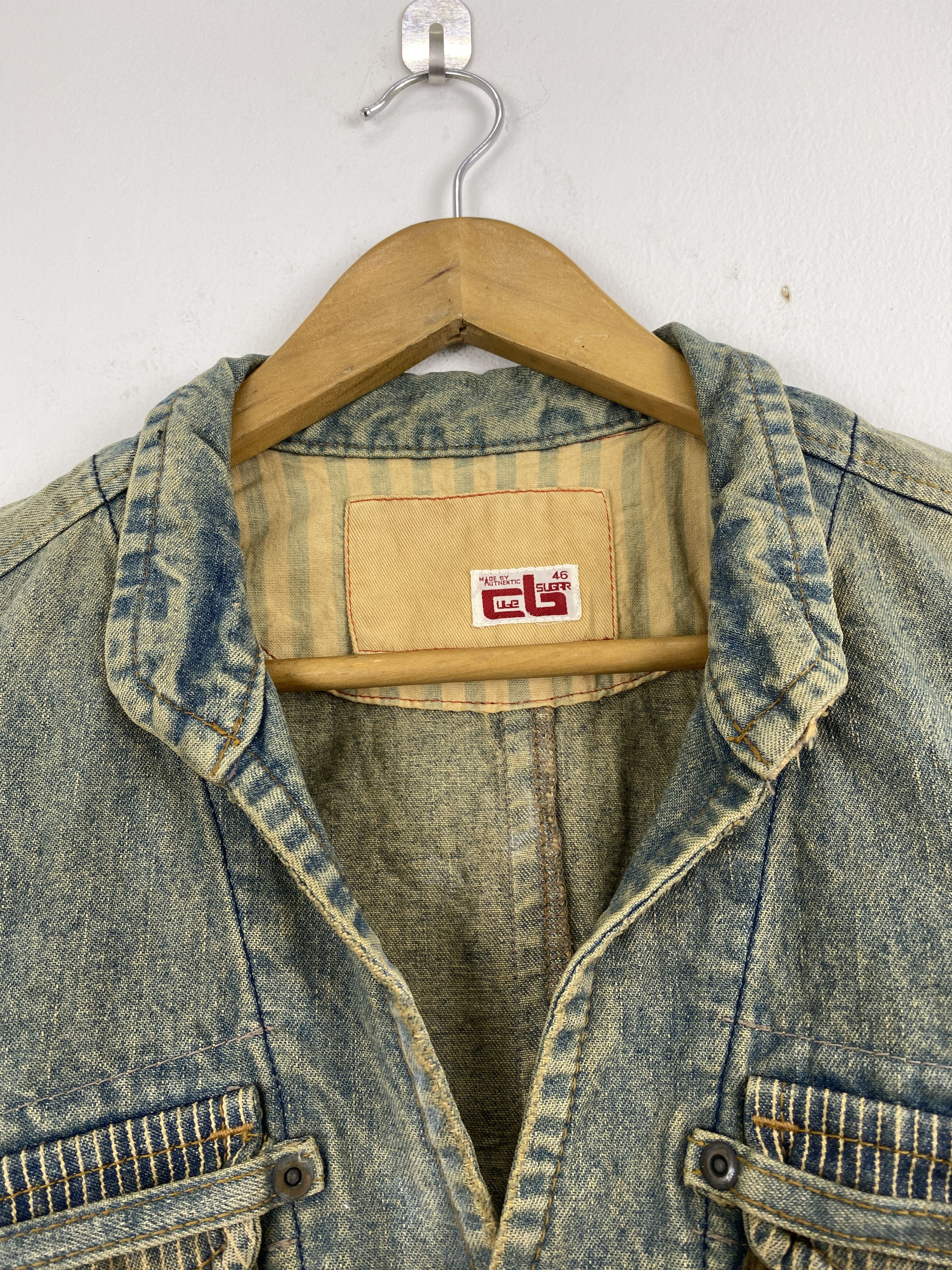 Japanese Brand Vintage Cube Sugar Multi Pocket Button Up Denim Jacket J2006 Size US S / EU 44-46 / 1 - 10 Thumbnail