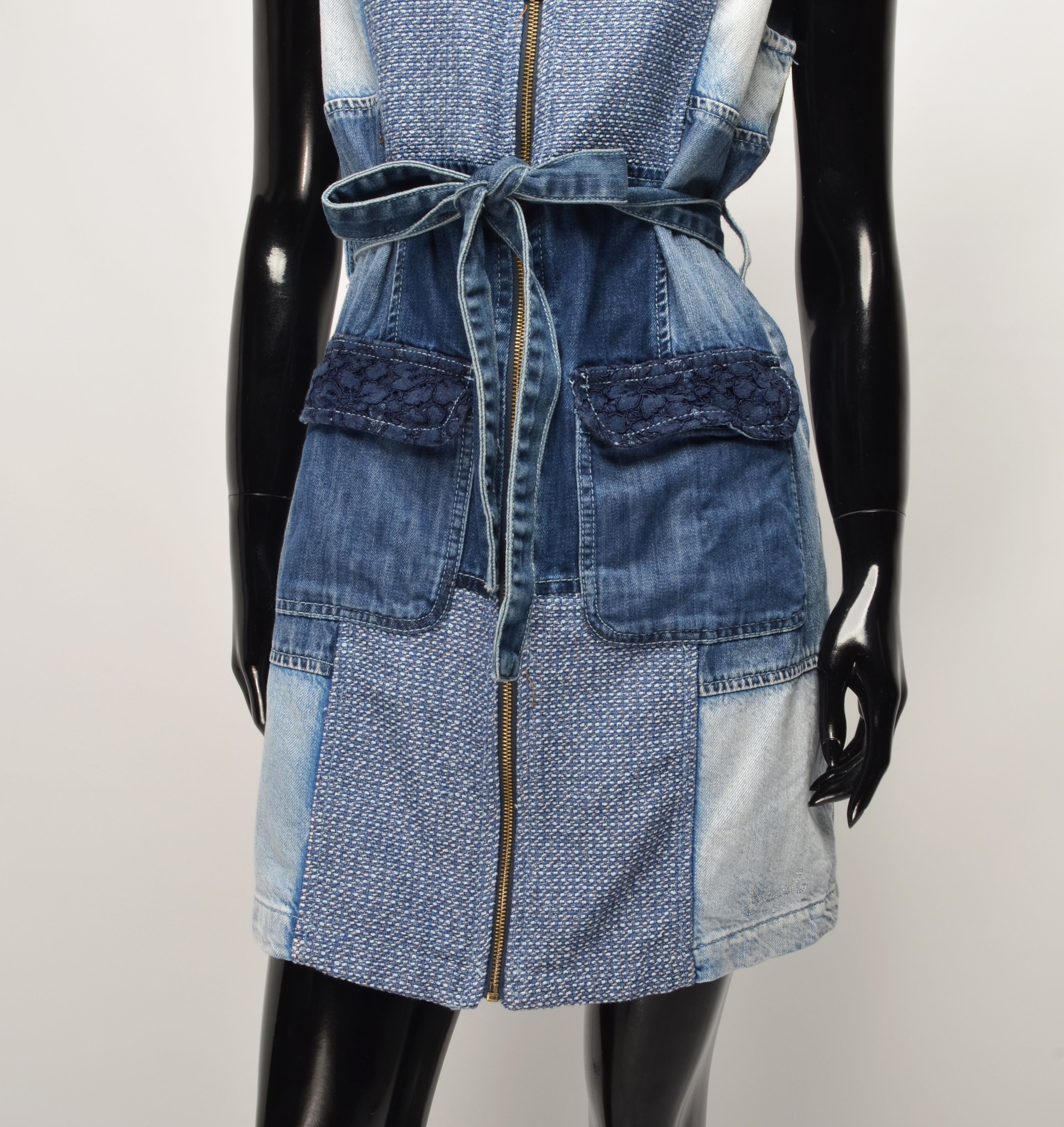 Desigual Vintage Desigual Denim Patchwork Mini Dress Size S / US 4 / IT 40 - 3 Thumbnail