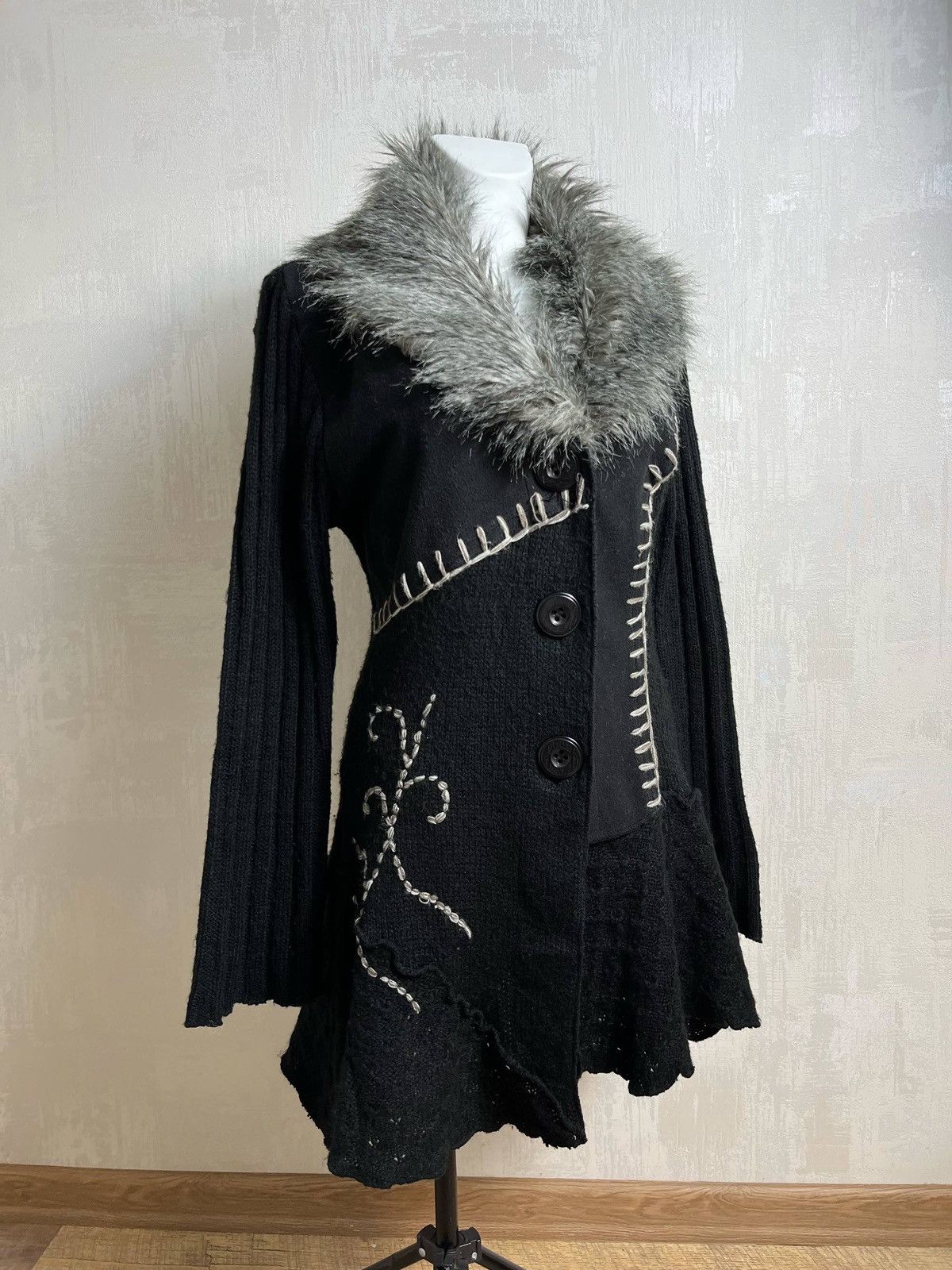 Vintage Joe Browns Archive Whimsigoth Faux Fur Knit Cardigan Size L / US 10 / IT 46 - 4 Thumbnail