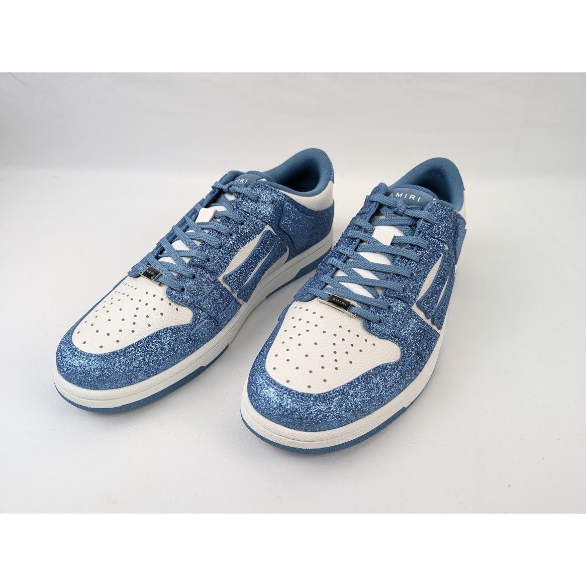 Amiri o1rshd1 Shimmer Skeleton Top Low Sneakers in White/Blue Size US 12 / EU 45 - 8 Thumbnail