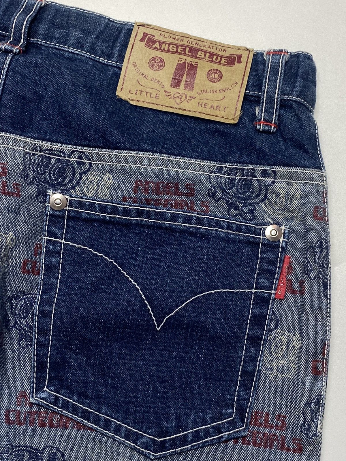 Angel Blue × Hysteric Glamour × Japanese Brand 2000s Angel Blue - Printed Outside Denim Pants Size US 28 / EU 44 - 8 Thumbnail