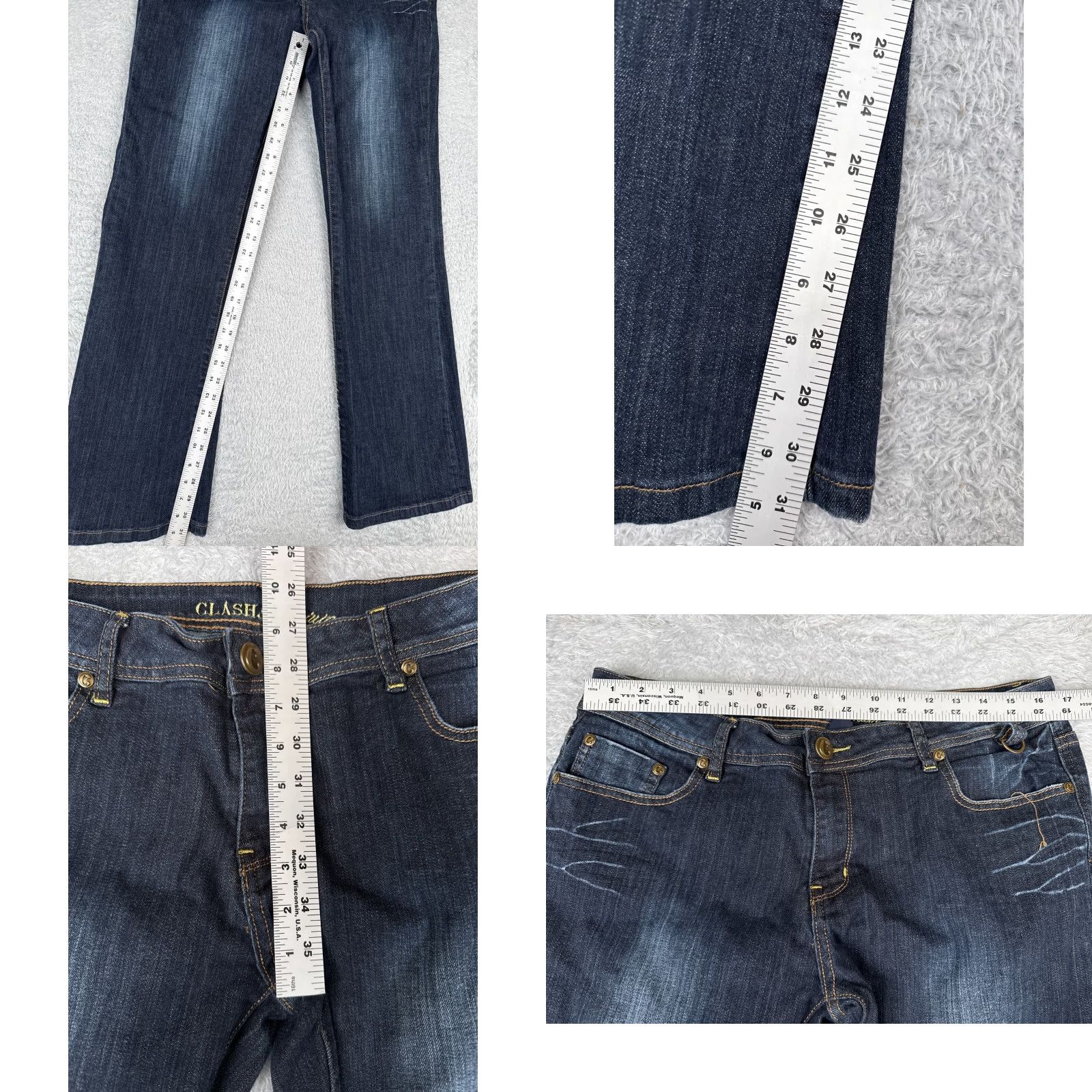 Denime Clash Jeans Womens 15 Blue Dark Denim Bootcut Mid Rise Cotton 33x31 Size 36" / US 14 / IT 50 - 8 Thumbnail