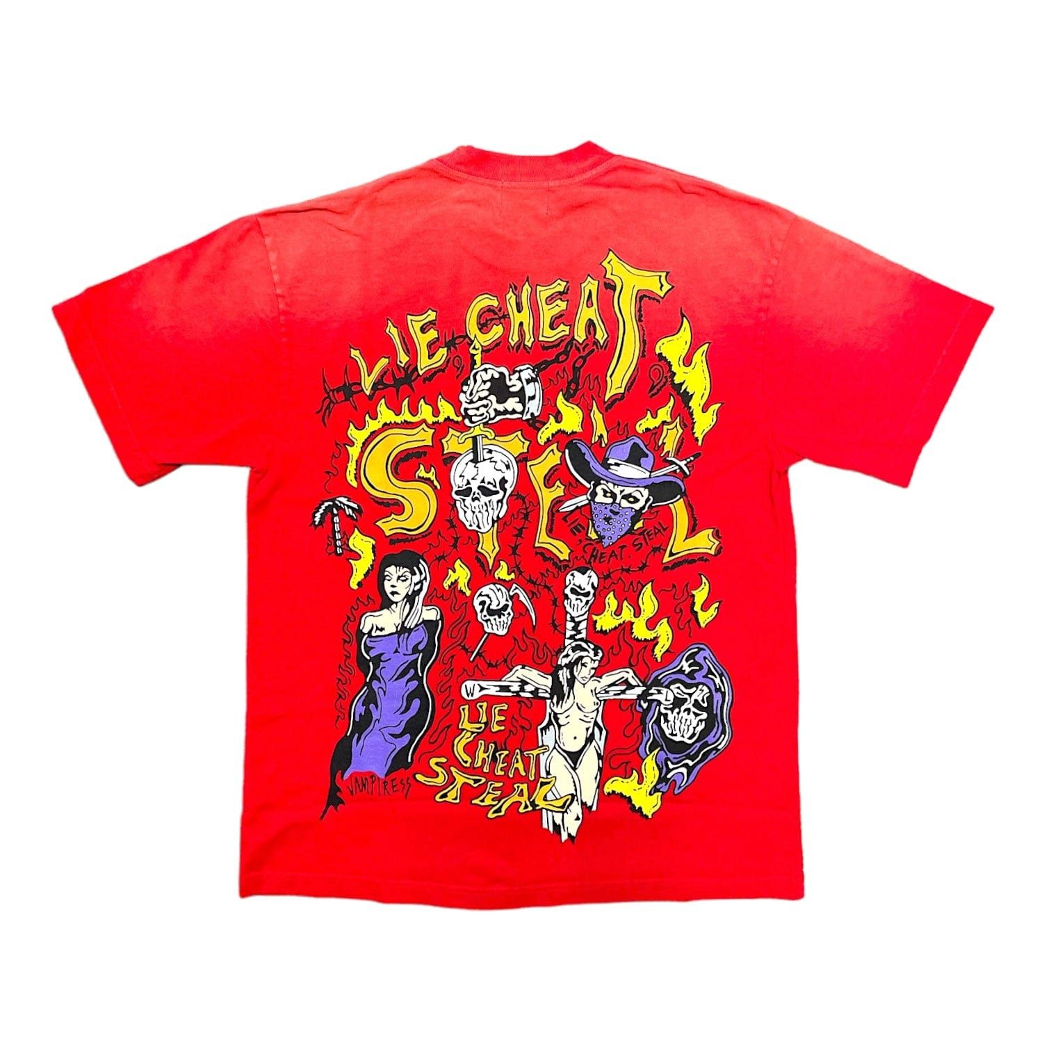 Warren Lotas Lie Cheat Steal Short Sleeve Tee Shirt Red Size US L / EU 52-54 / 3 - 1 Thumbnail