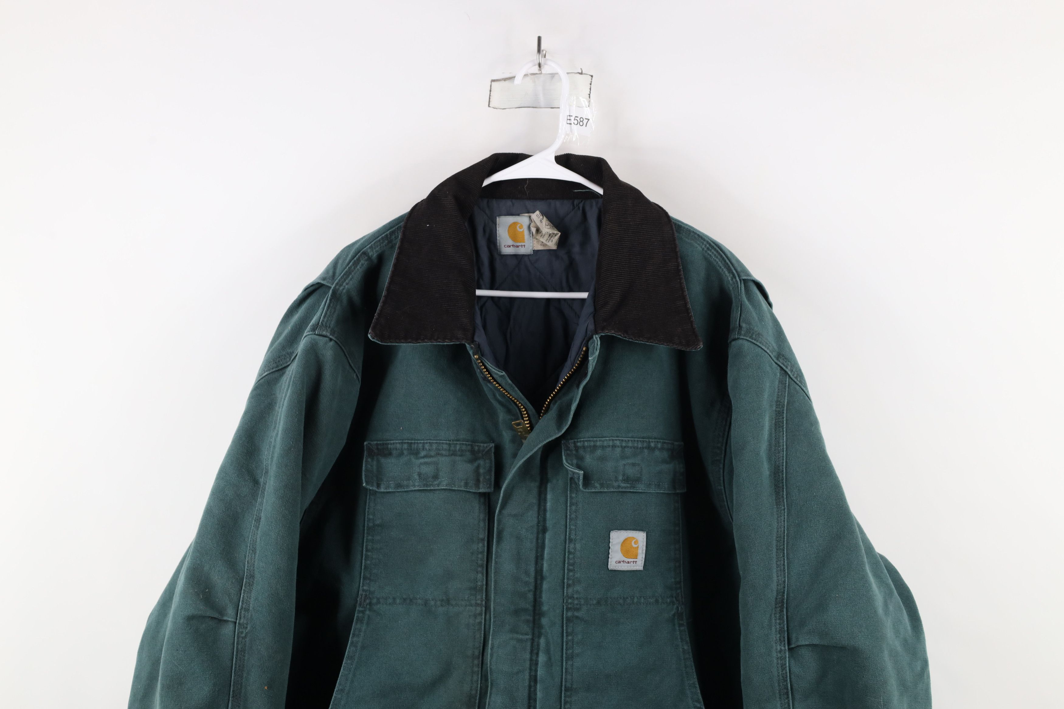Carhartt × Vintage Vintage 90s Carhartt Canvas Chore Barn Jacket Green USA Size US XXL / EU 58 / 5 - 2 Thumbnail