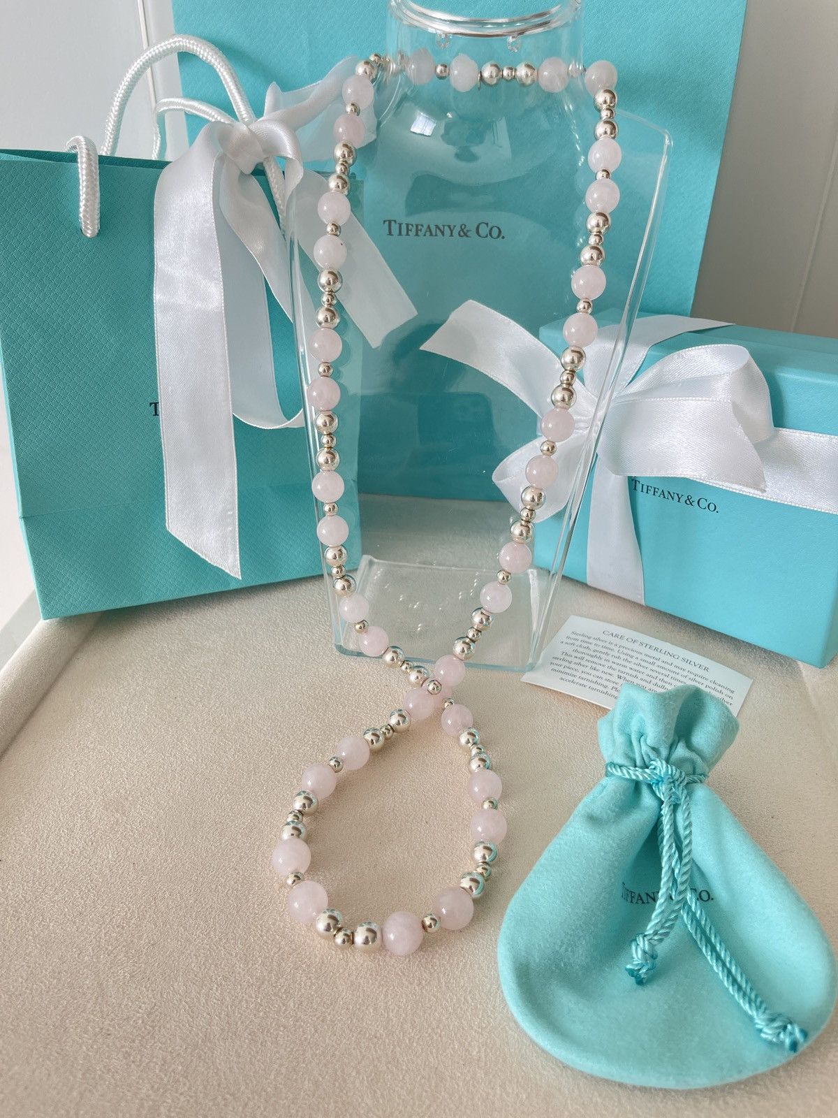 Tiffany & Co. Vintage Tiffany & Co. Pink Quartz Silver Beads Necklace 30” Size ONE SIZE - 18 Thumbnail
