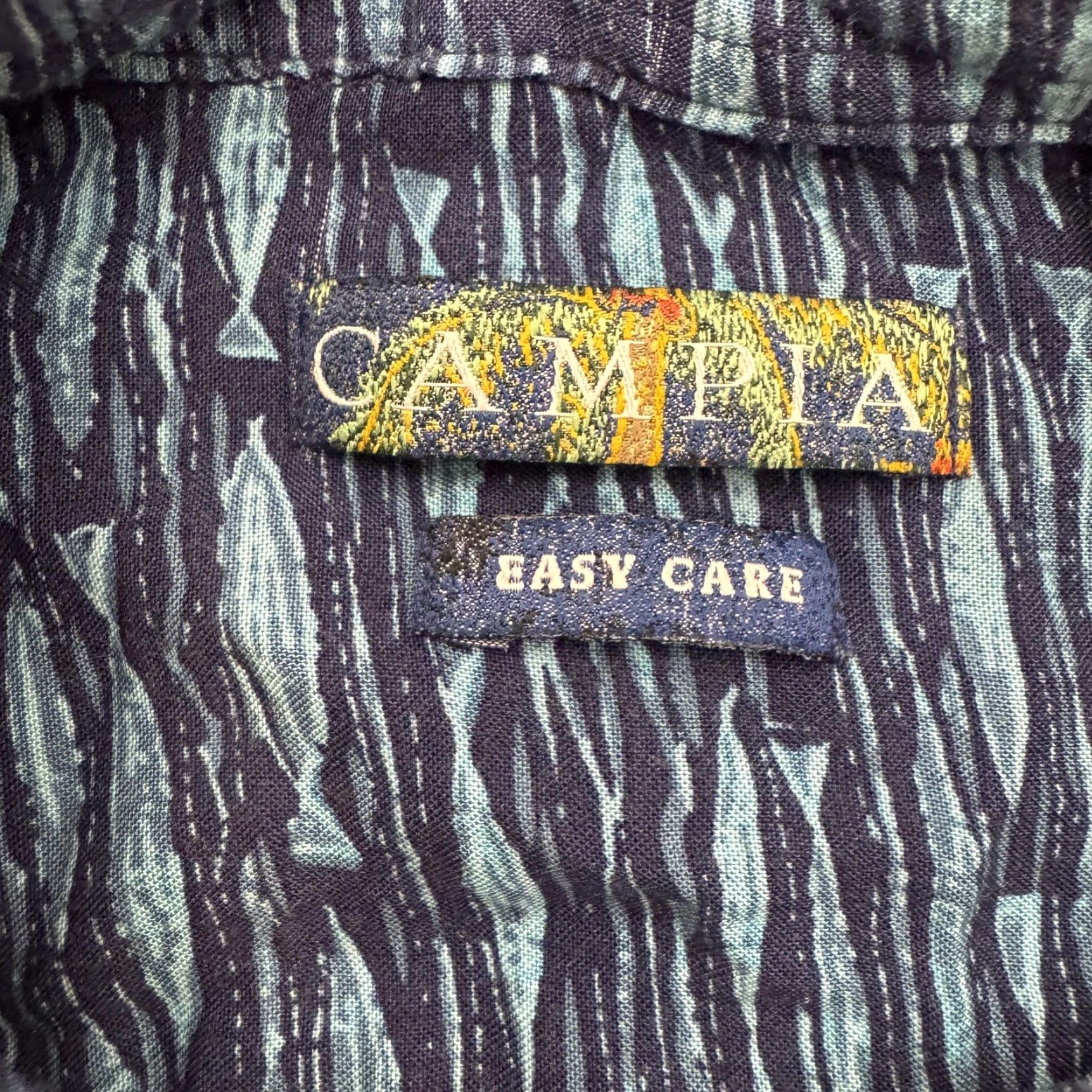 Vintage Campia Shirt Mens Medium Blue Fish Print Rayon Easy Care Button Up Casual Size US M / EU 48-50 / 2 - 3 Thumbnail