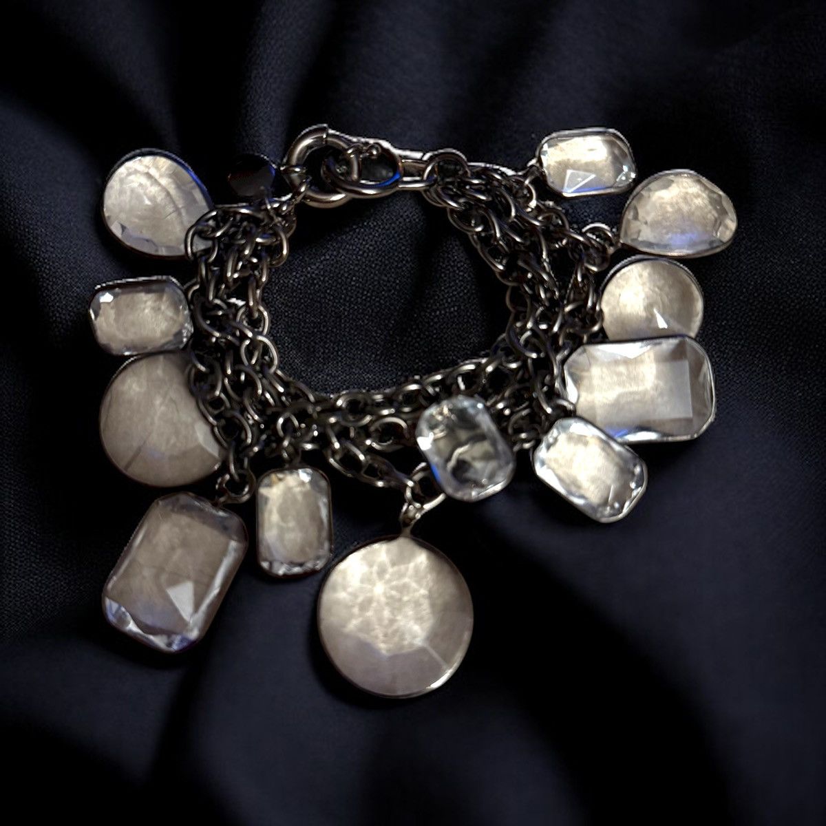 J.Crew J.Crew chunky triple strand rhinestone charm bracelet Size ONE SIZE - 1 Thumbnail